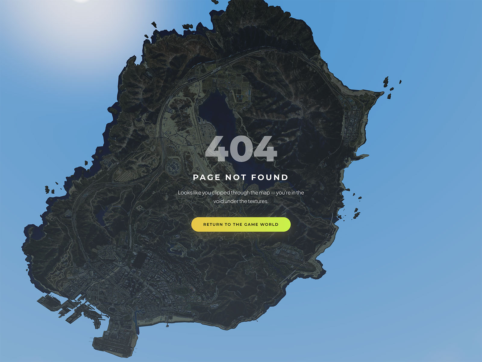 Interactive 404 page with 3D map