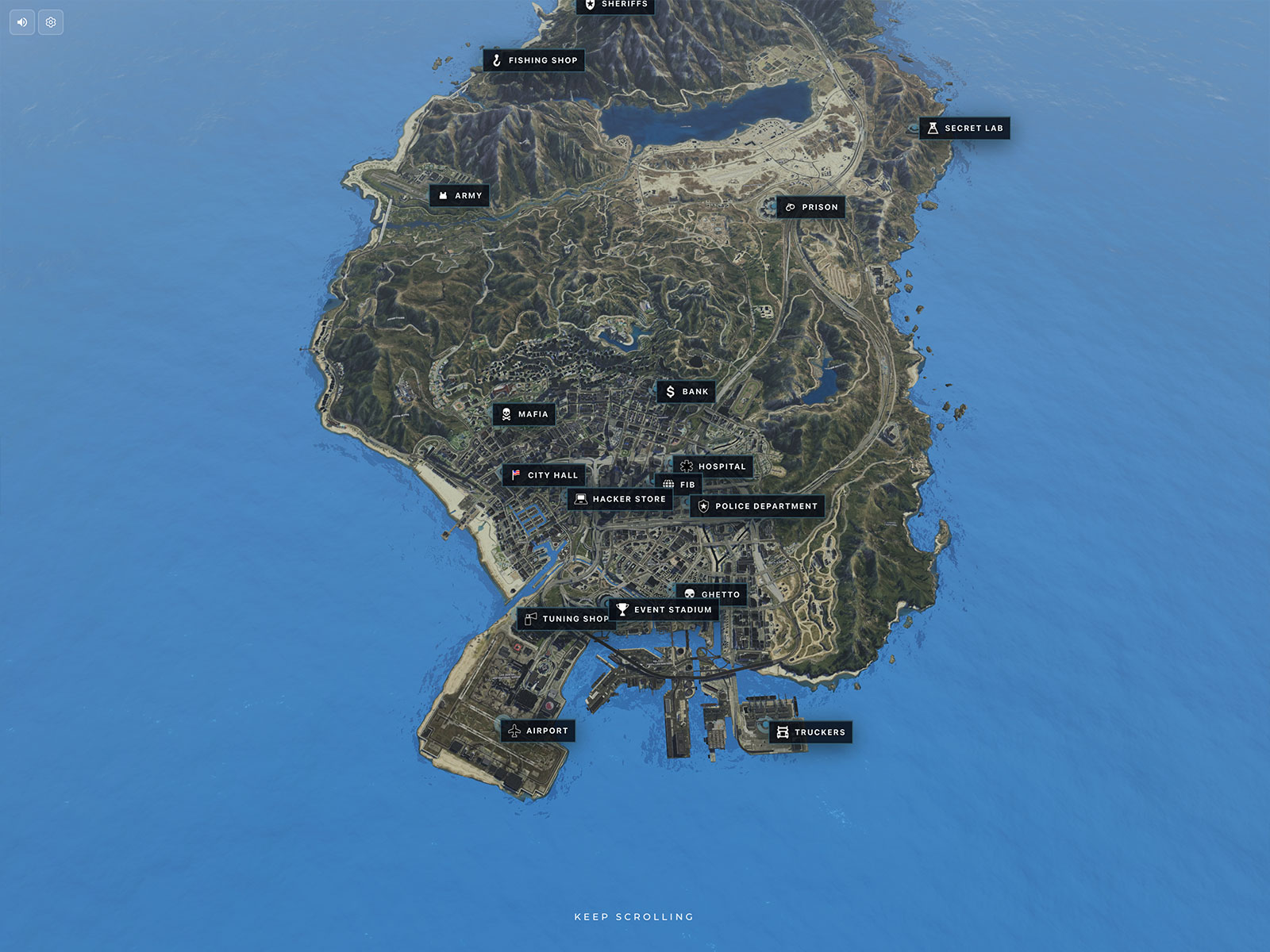 Home page with interactive 3D map