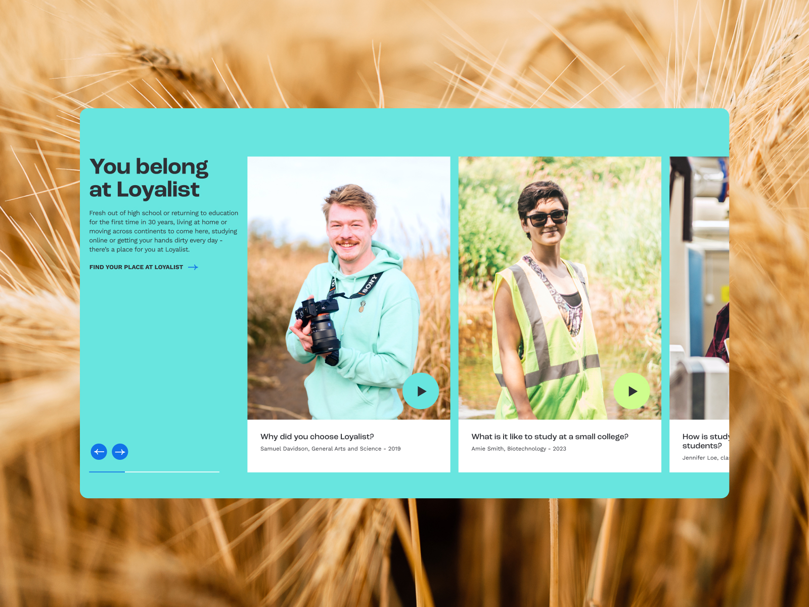 Student video testimonials