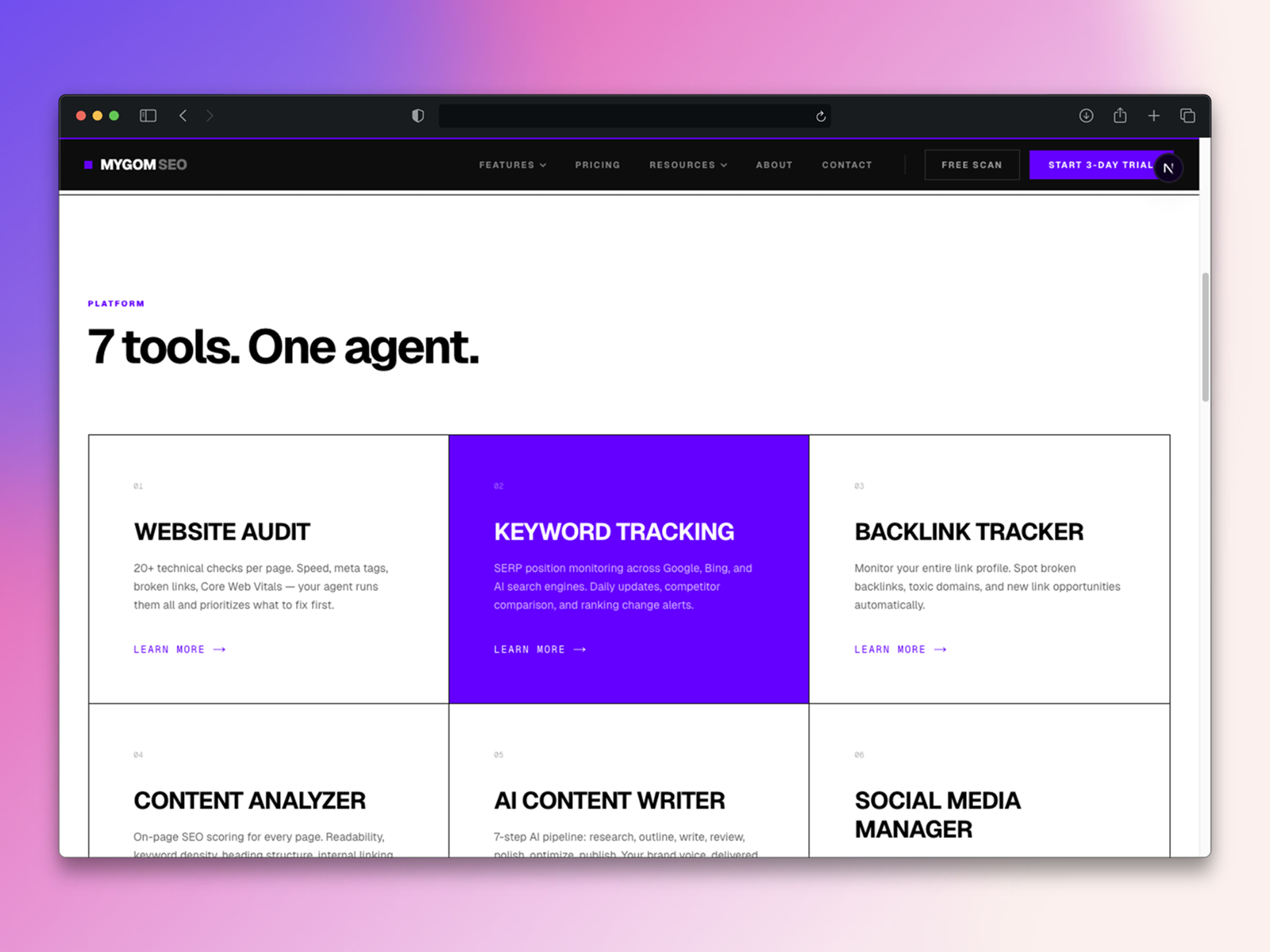 7 Tools One Agent - Features Grid