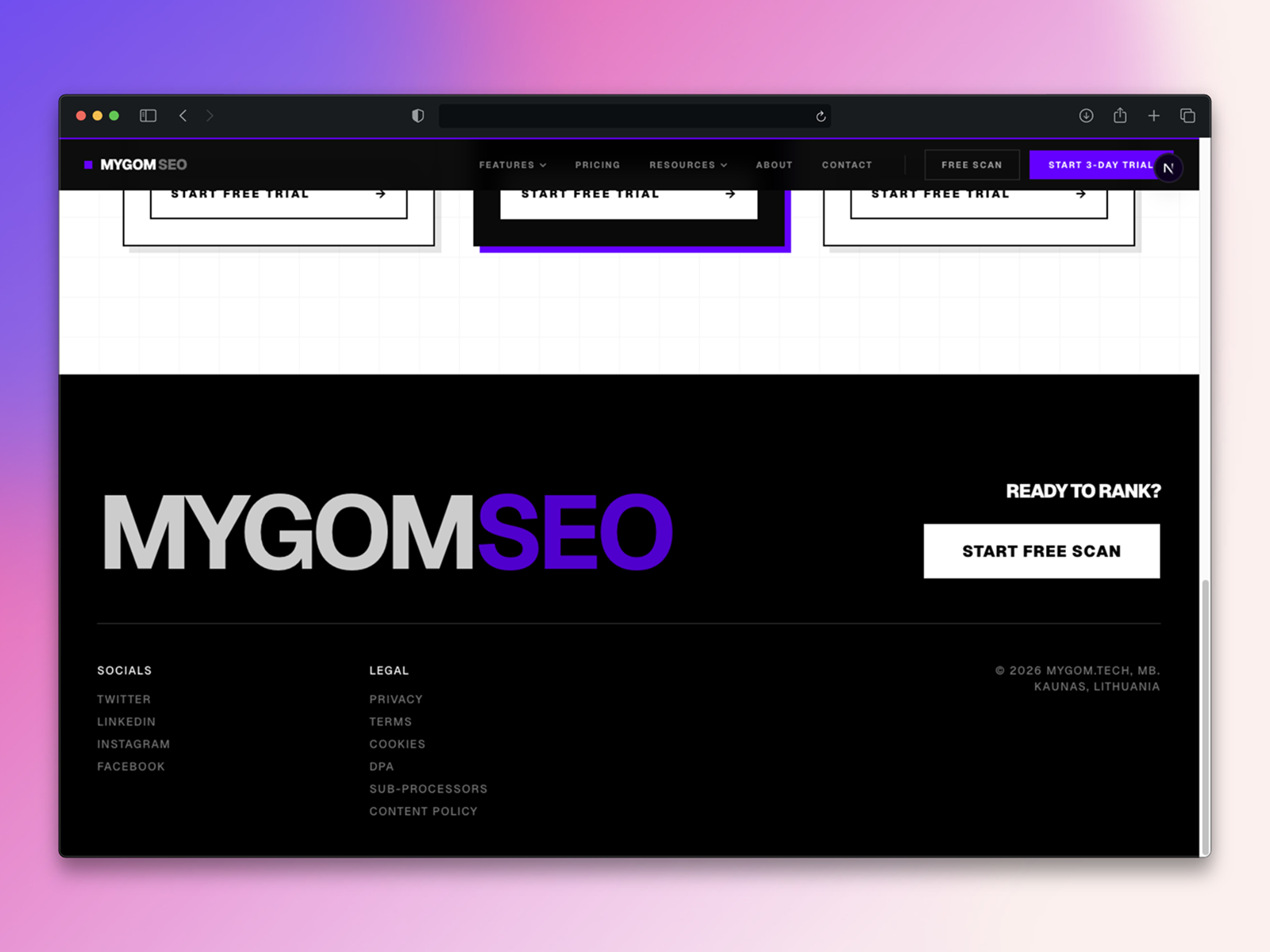 Pricing Bottom + Footer