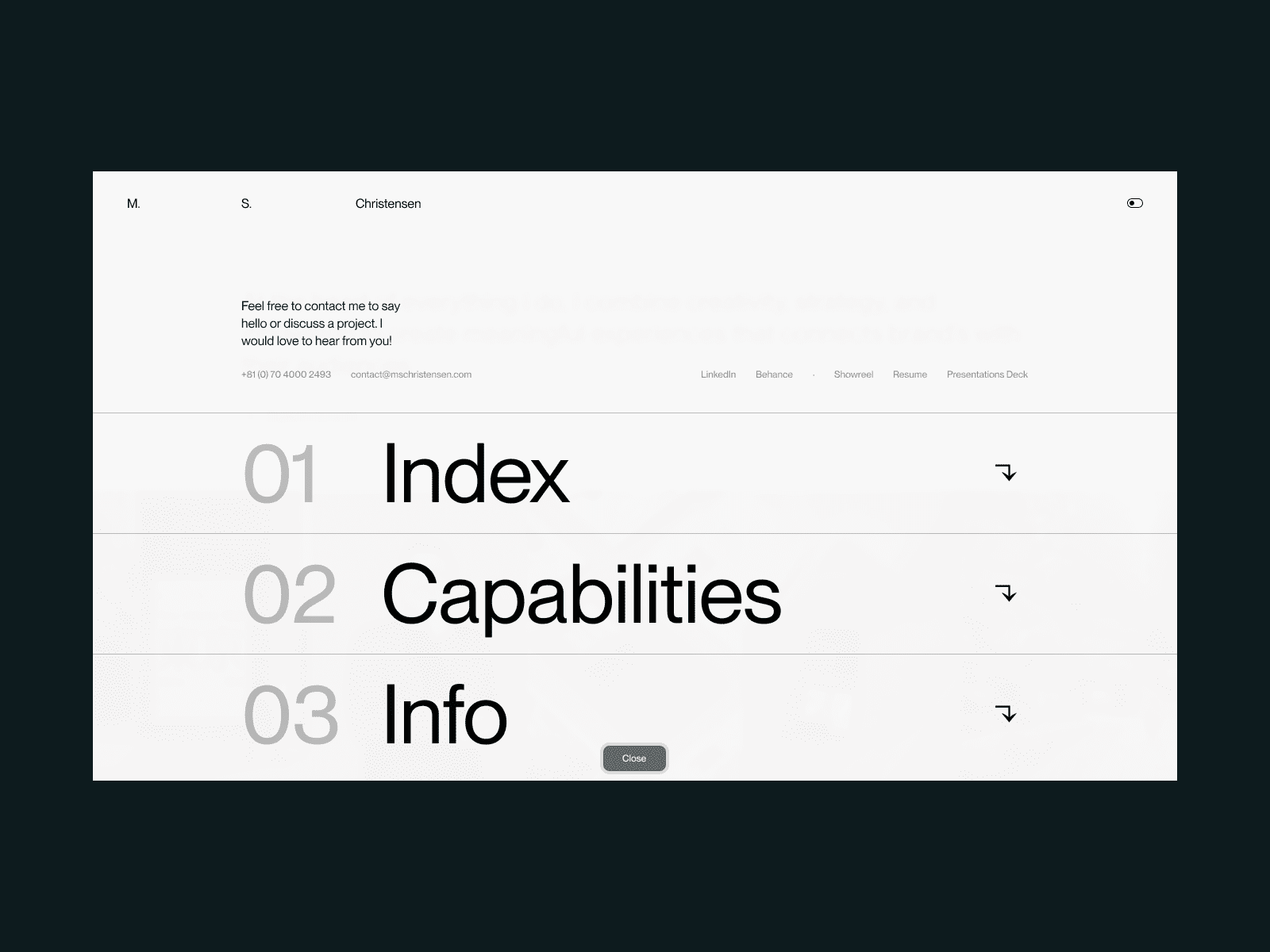 Navigation Menu Modal