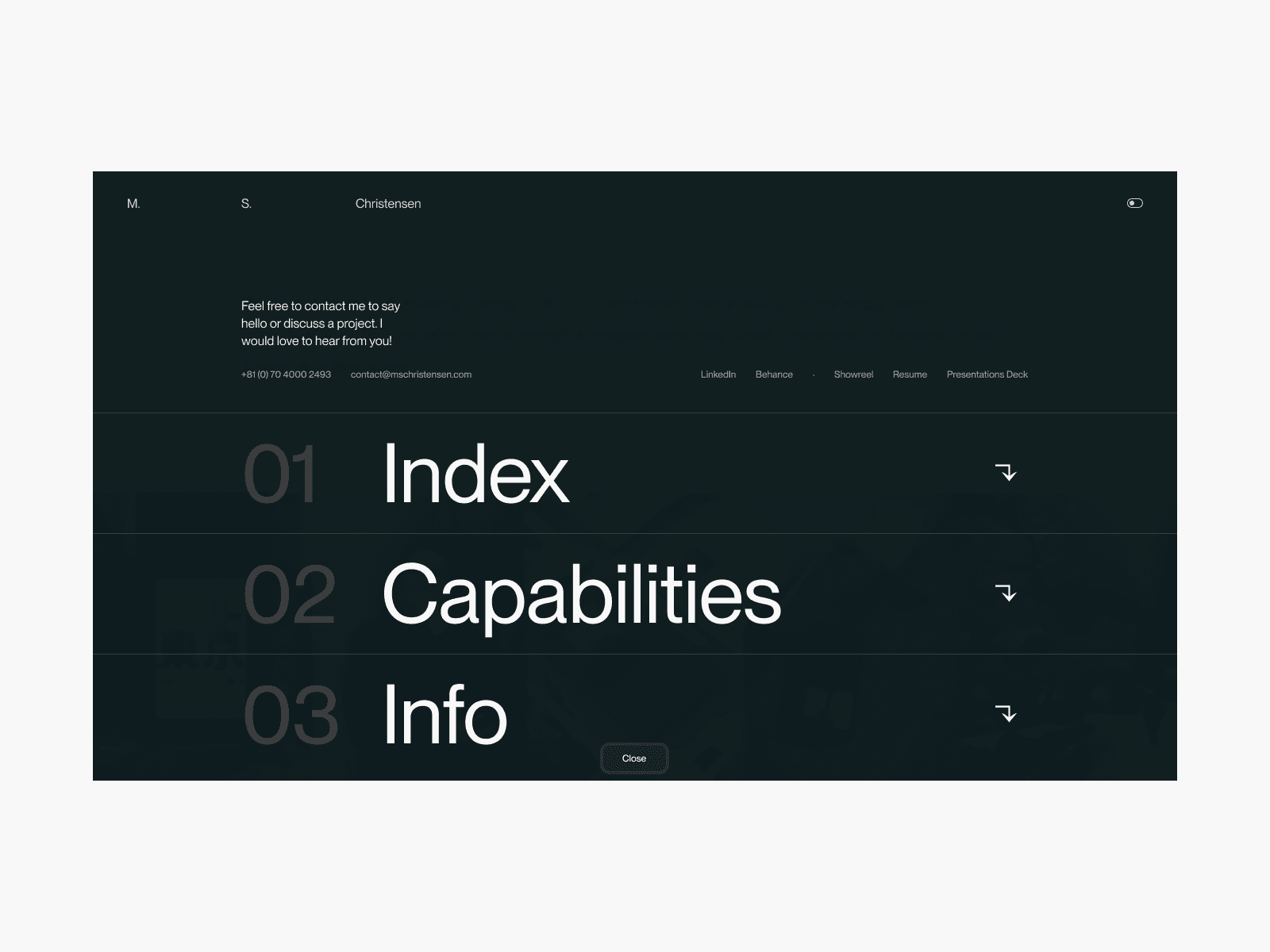 Navigation Menu Modal