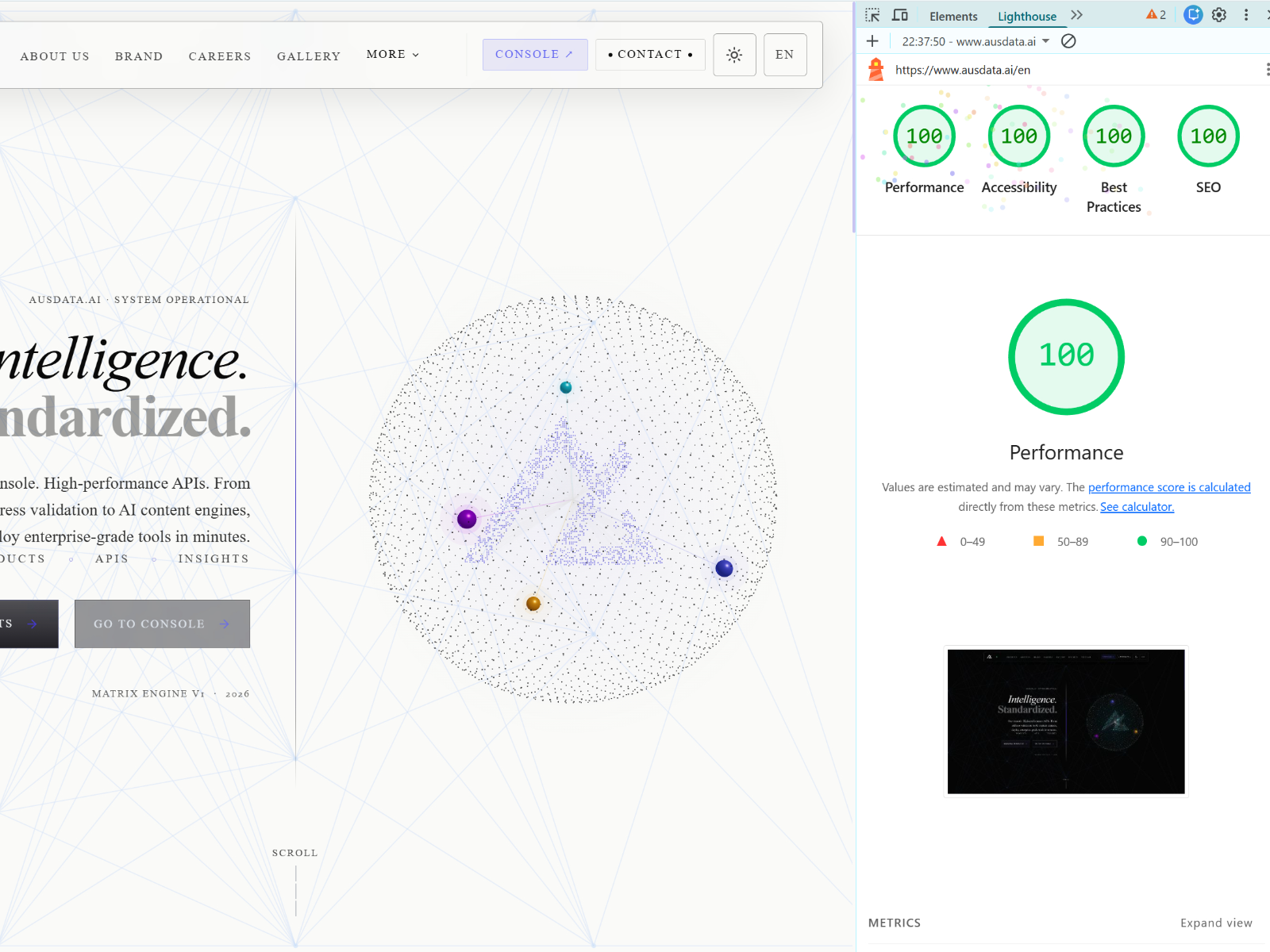 Lighthouse 100/100 Performance Showcase