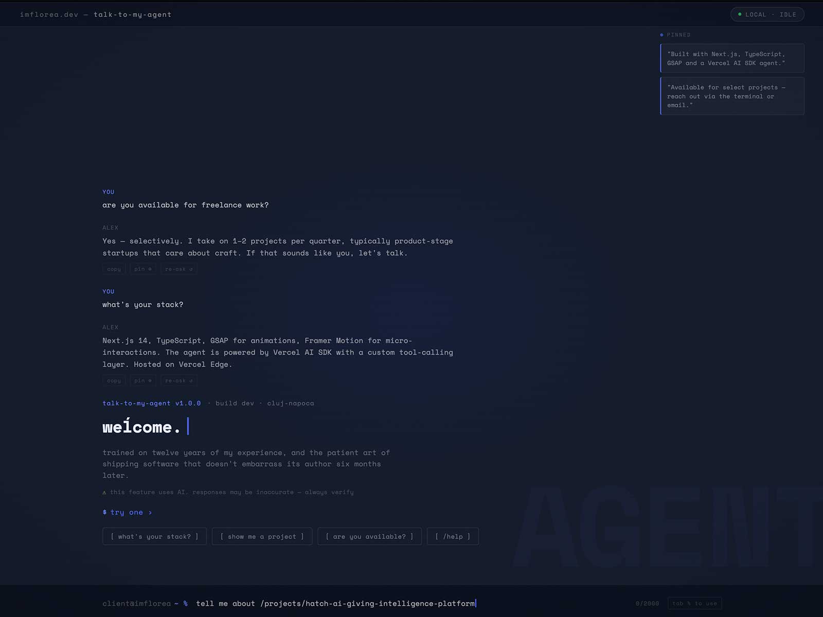 Talk to My Agent — Conversational AI Terminal