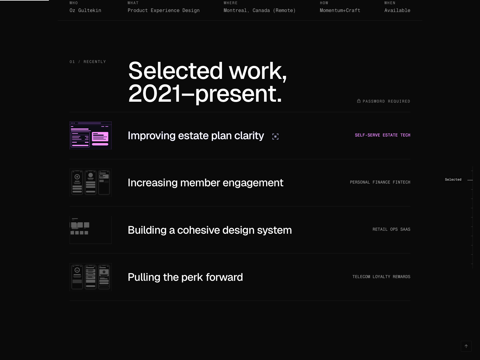 Selected Work, Tinkering, and Takes
