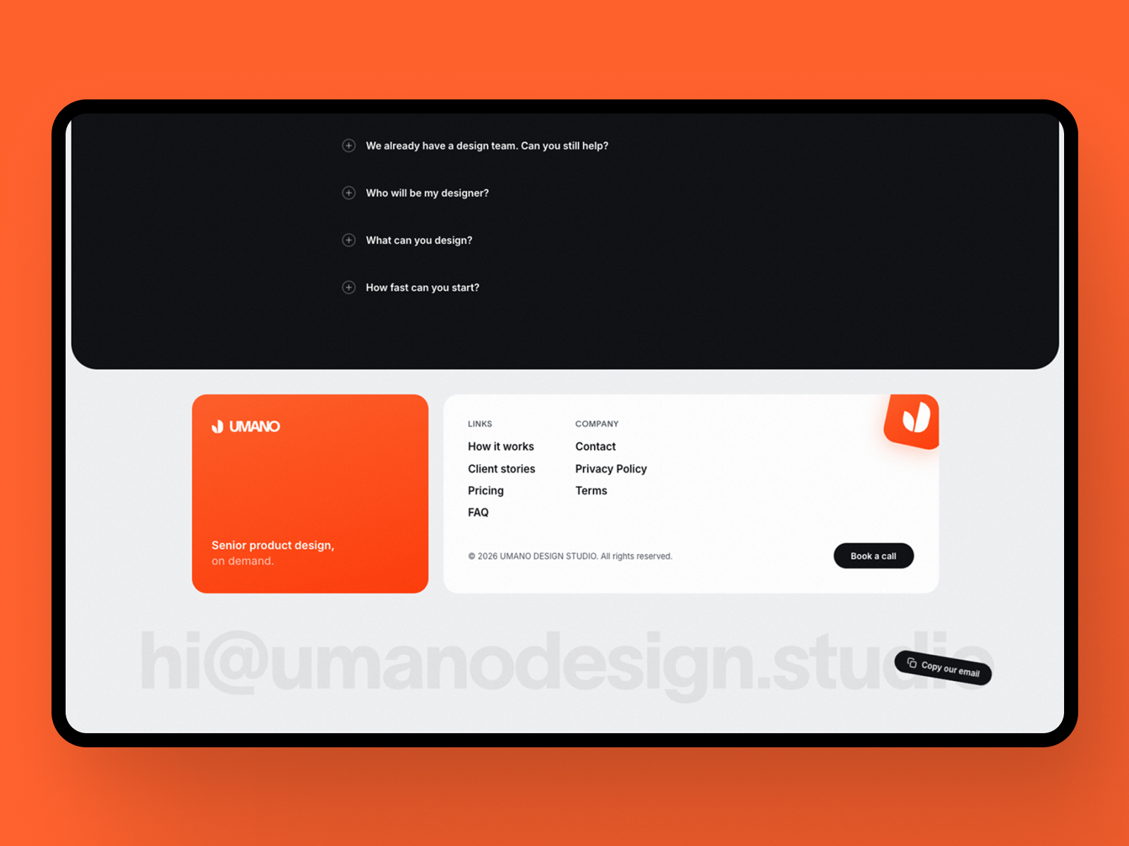 Click and copy mail adress in the footer