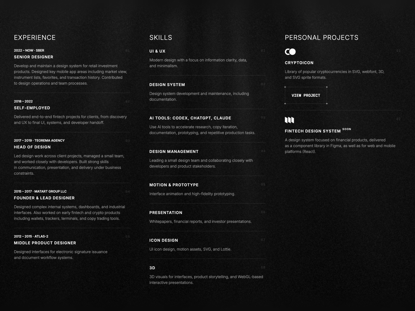 Footer & Resume