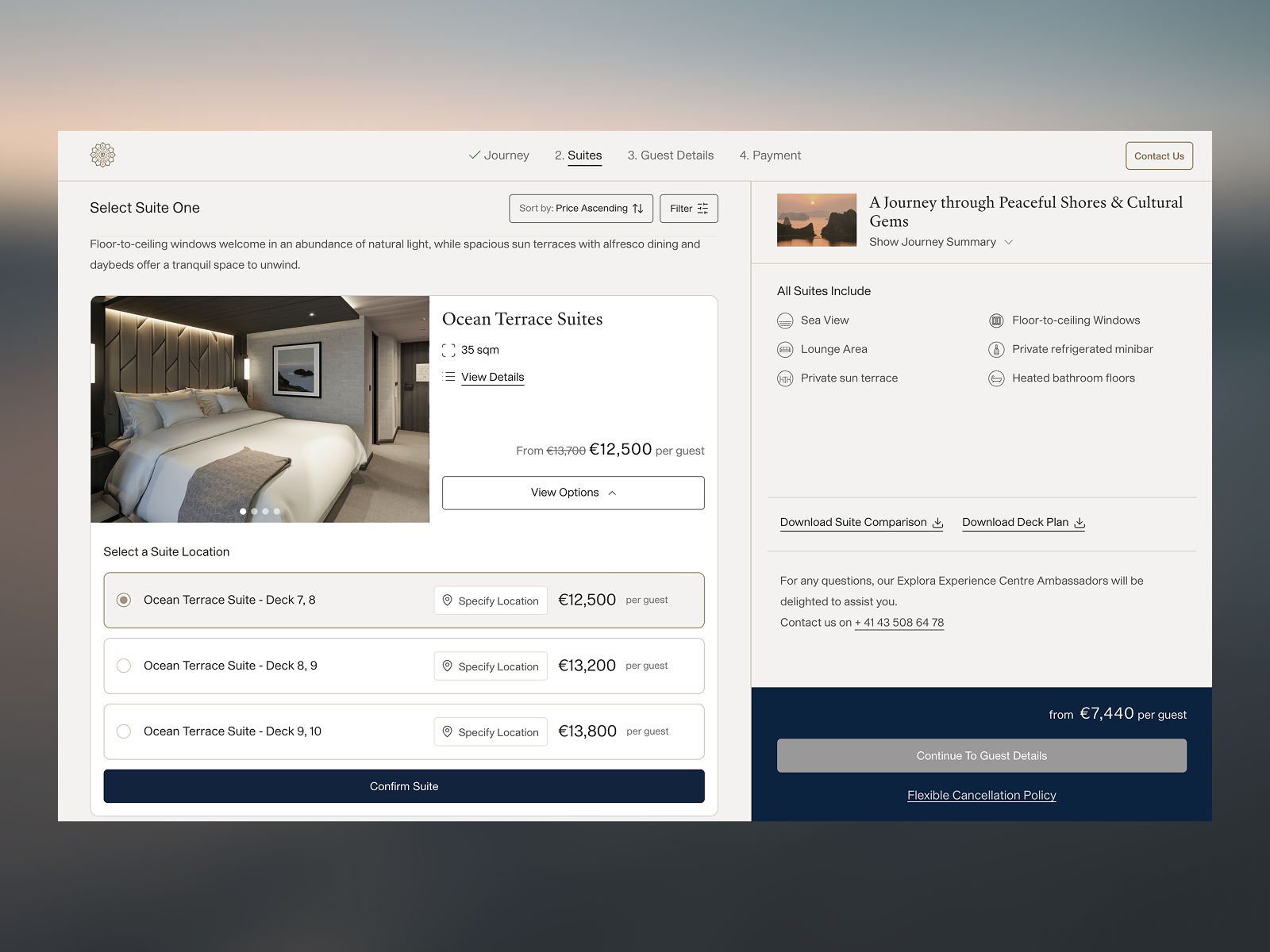 Booking Funnel - Suites Selection