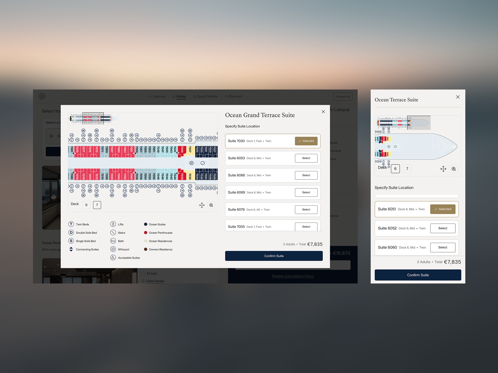 Booking Funnel - Suites Selection