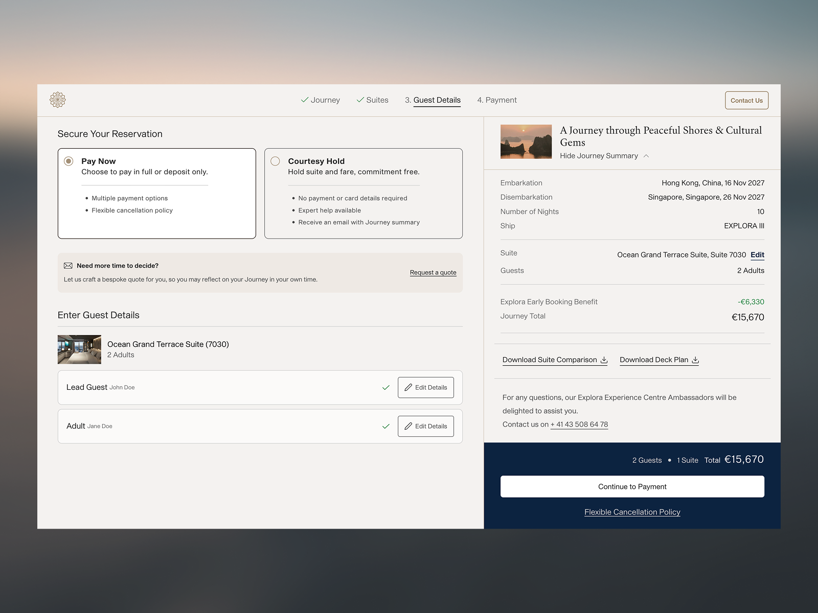 Booking Funnel - Guest Selection