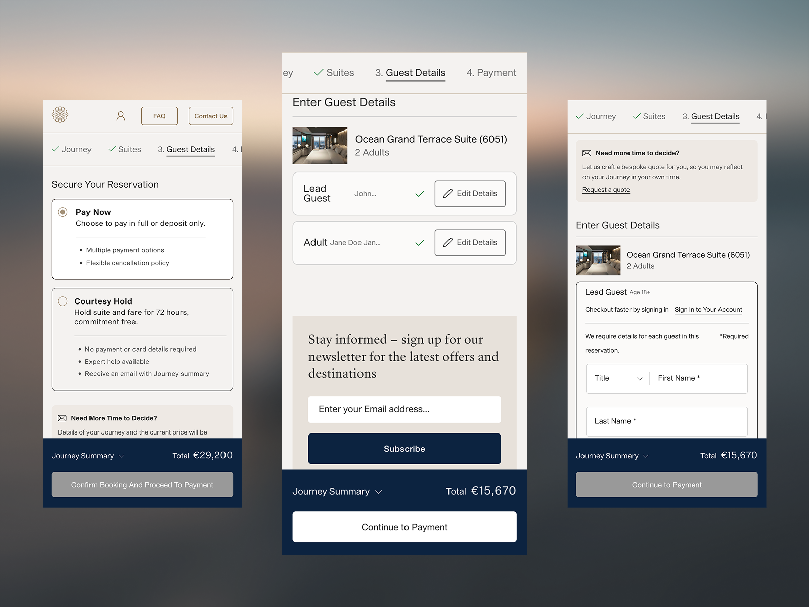 Booking Funnel - Guest Selection