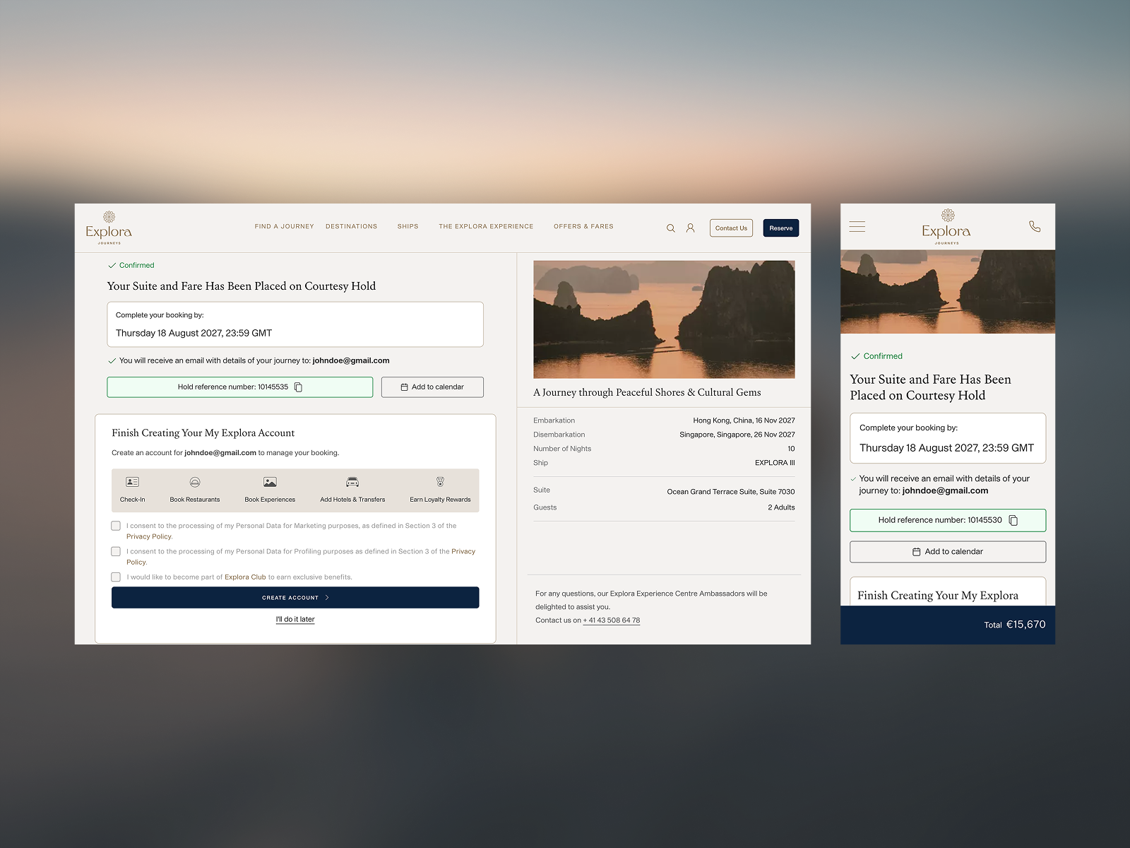 Booking Funnel - Confirmation Page