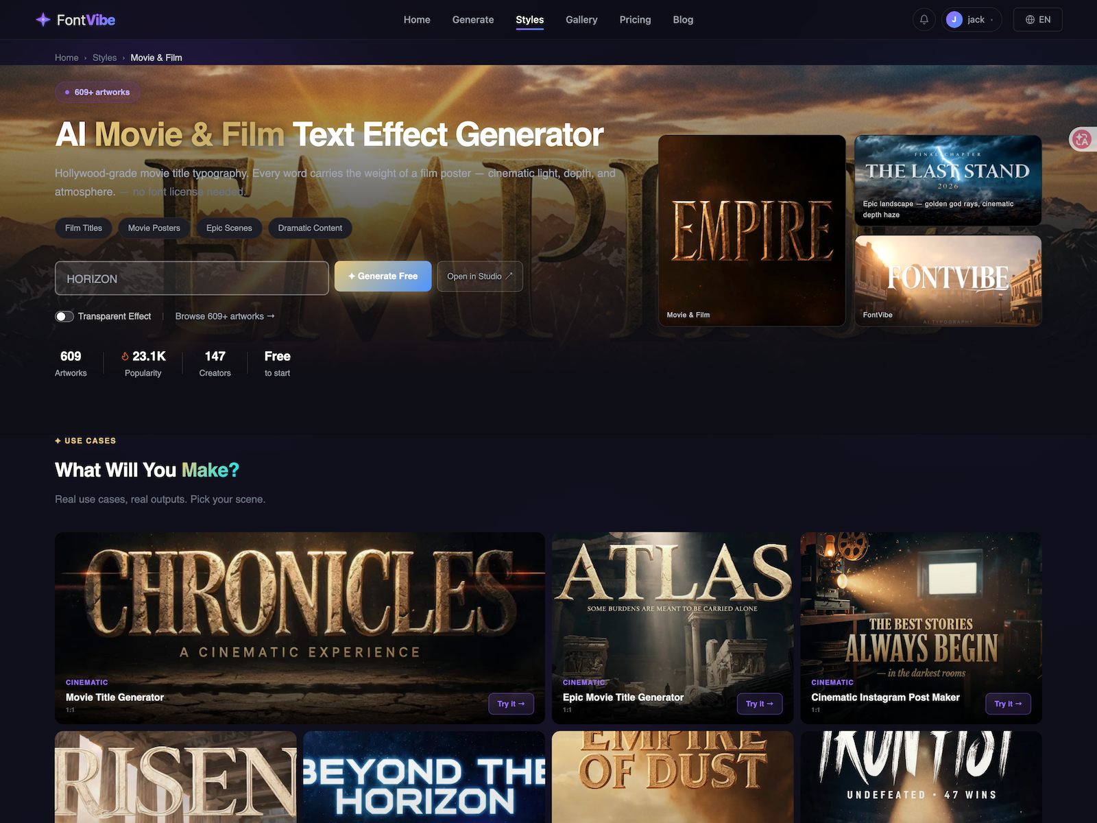 AI Movie & Film Text Effect Generator