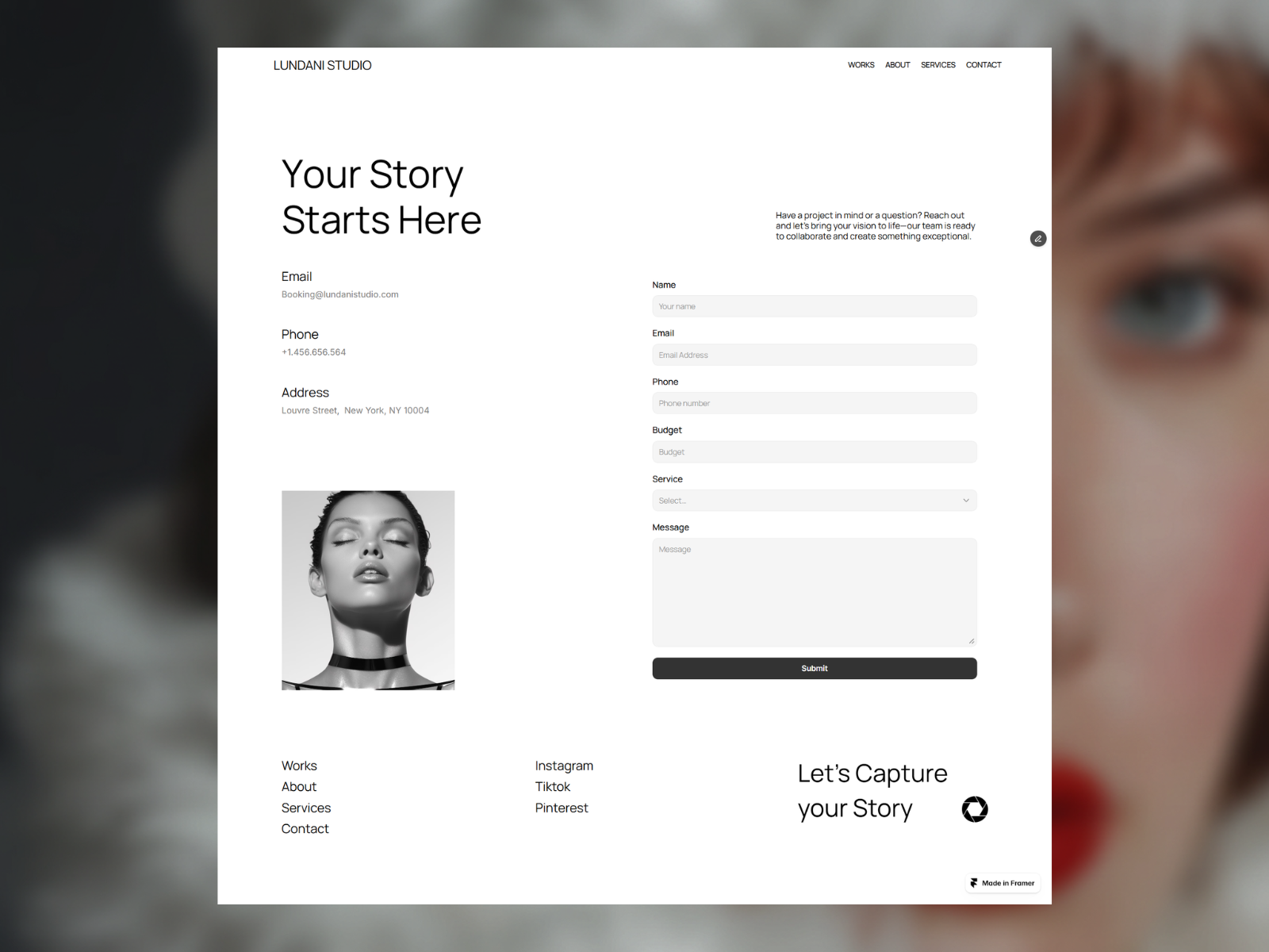 Contact Us (Photography Website Template)