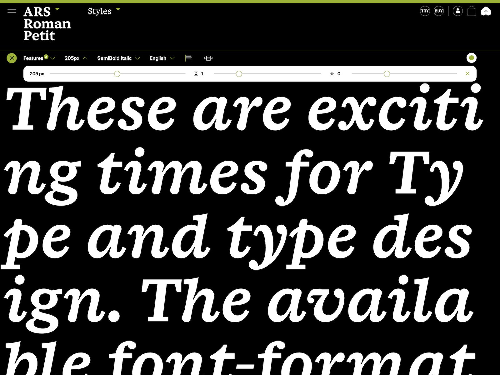 Typefaces Styles page