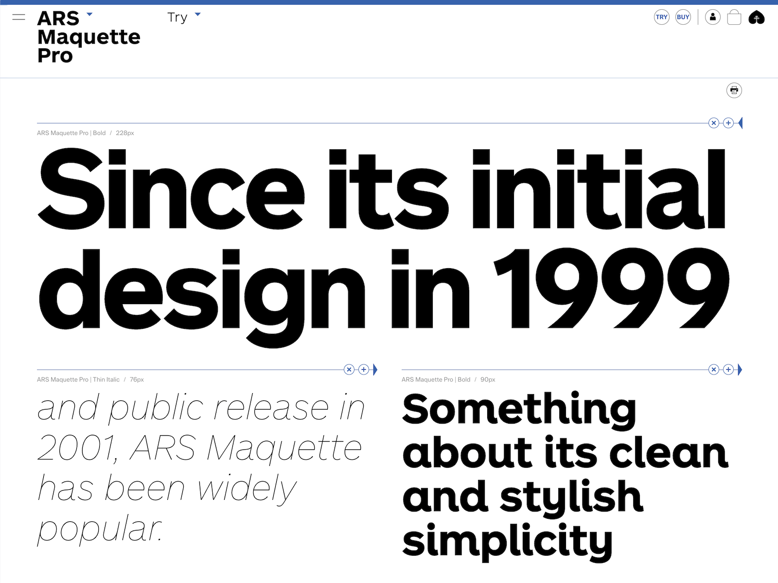 Typefaces TRY page