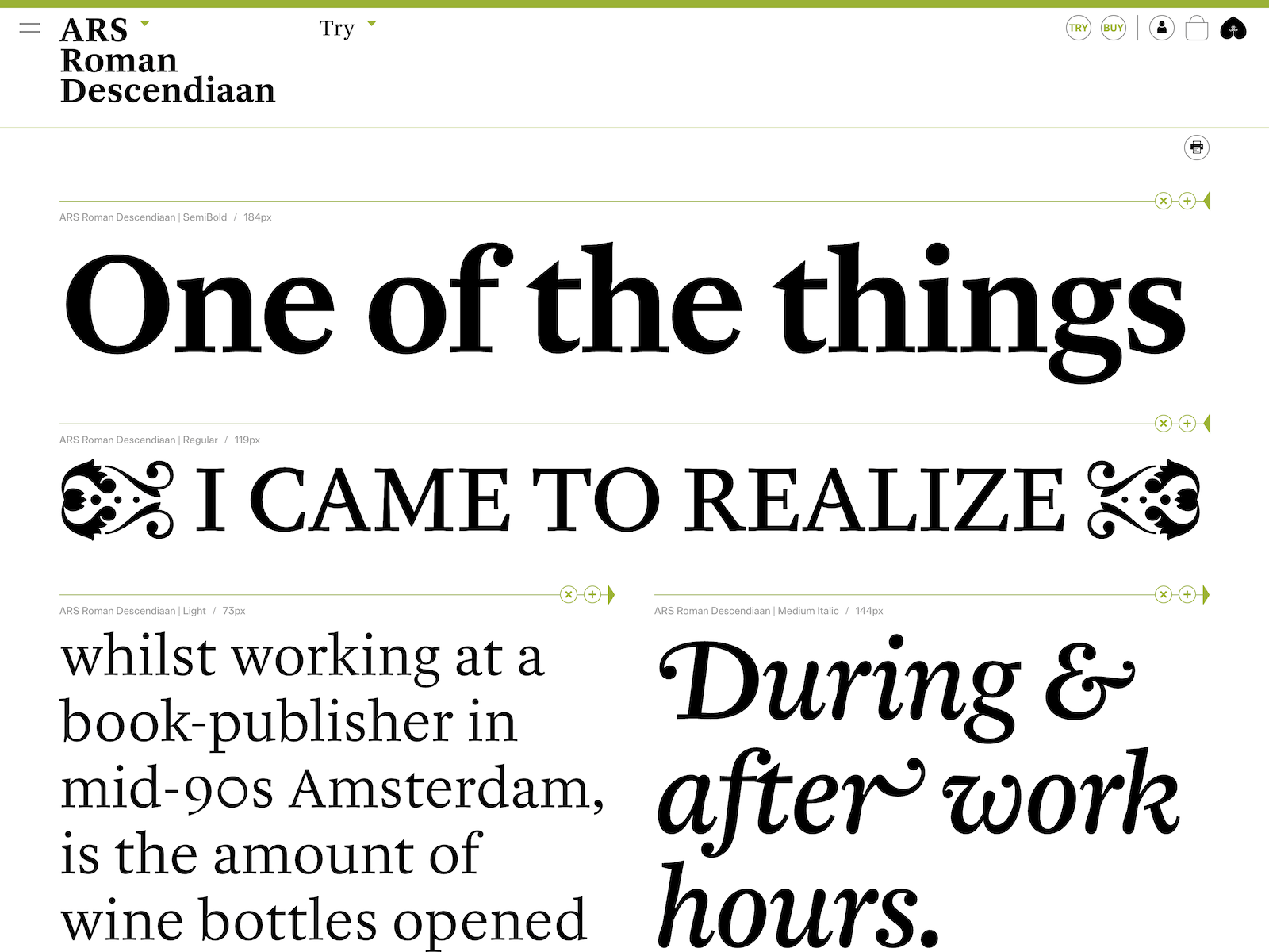 Typefaces TRY page