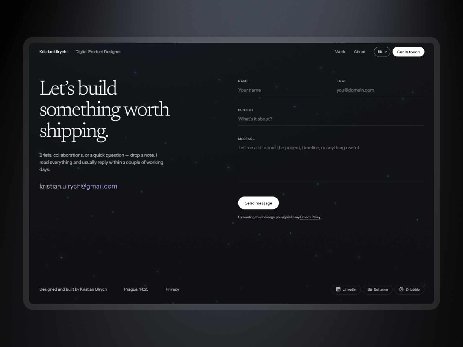 Minimal contact page
