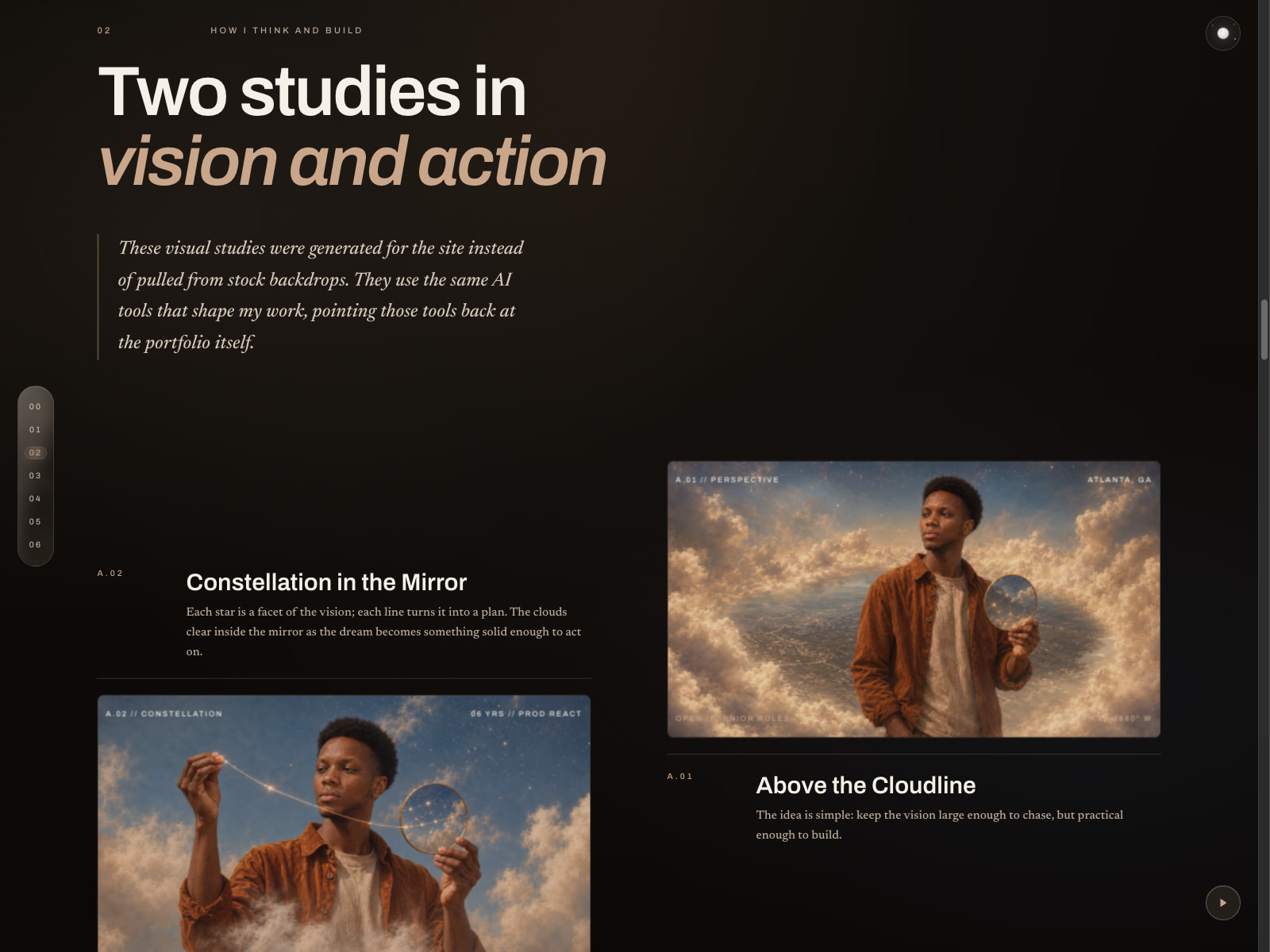 Cinematic hero, hand-built themes, and AI imagery