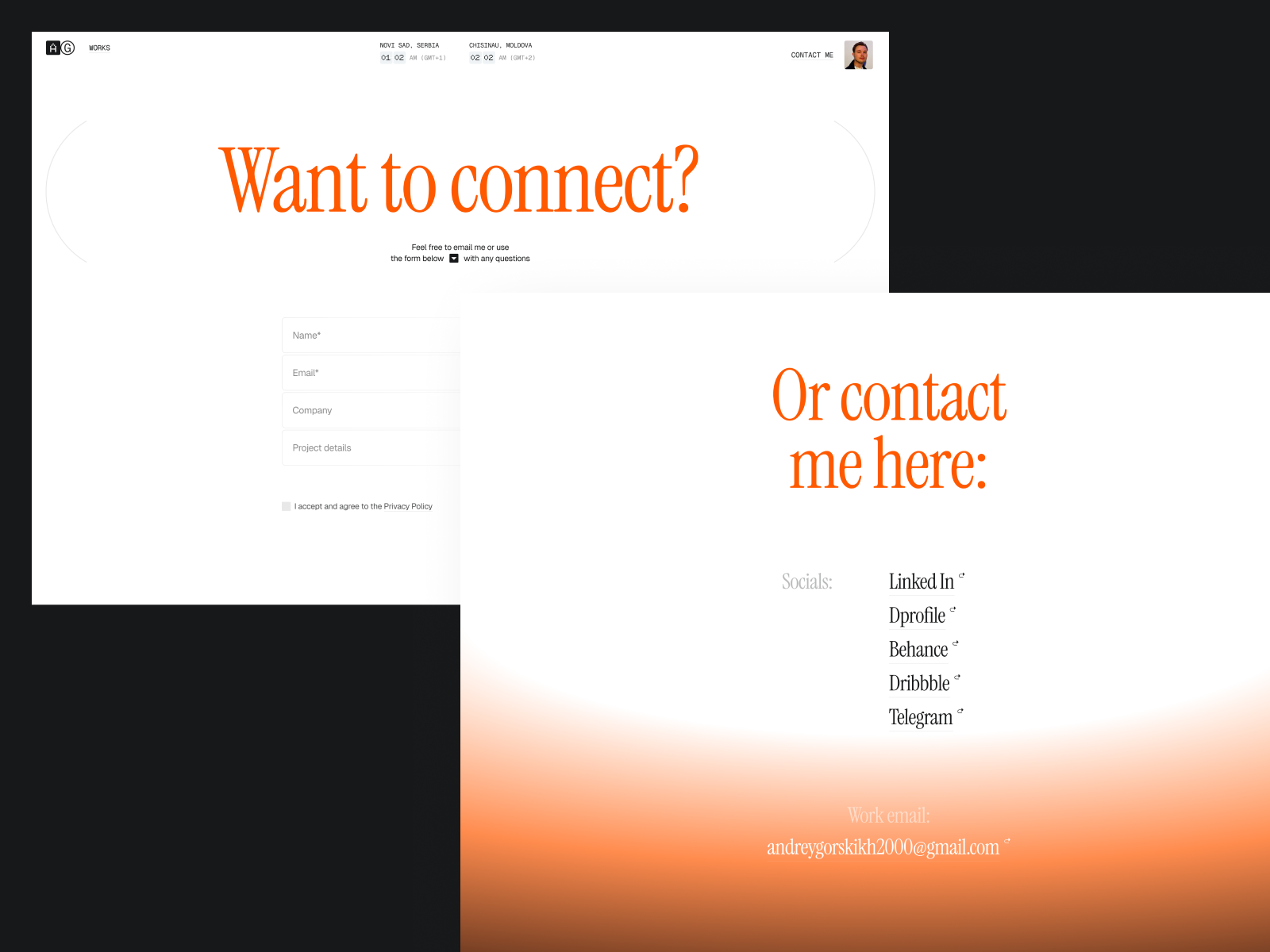Contact me page
