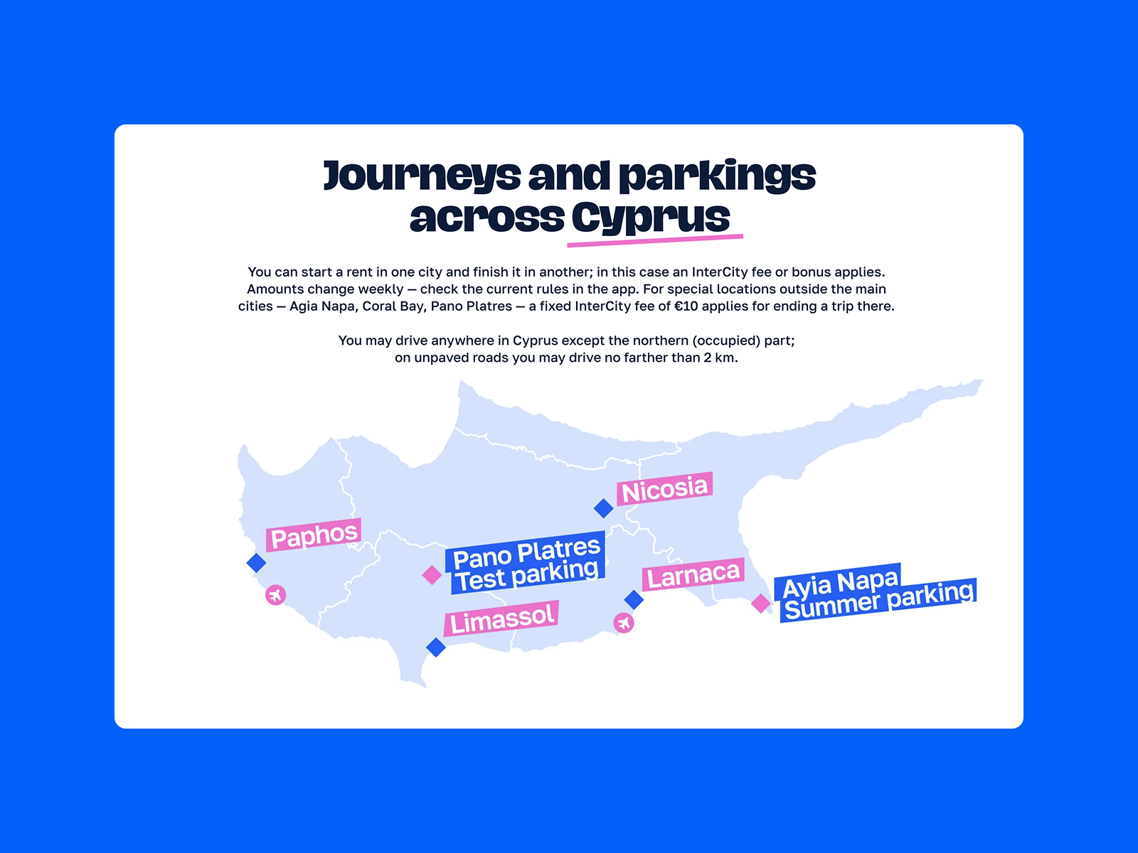 Journeys and Parkings Across Cyprus