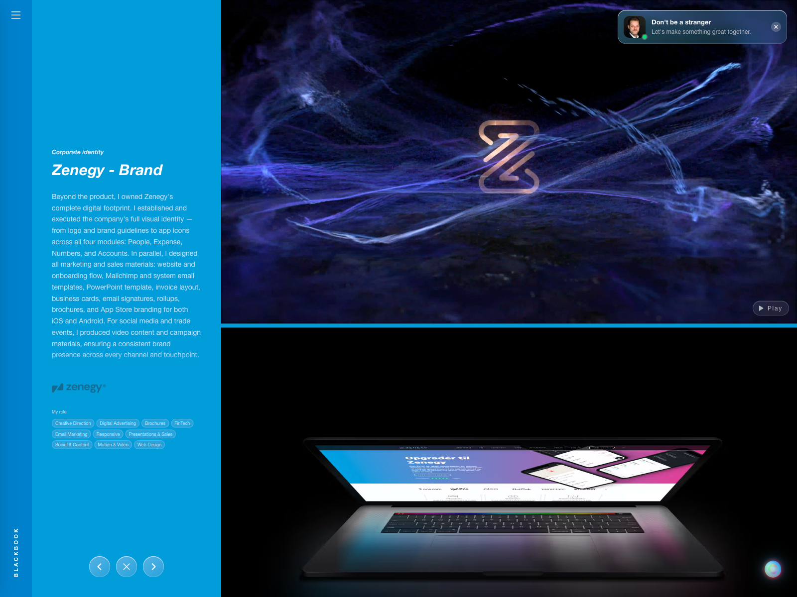 Case Study — video hero, scrolling screenshots...