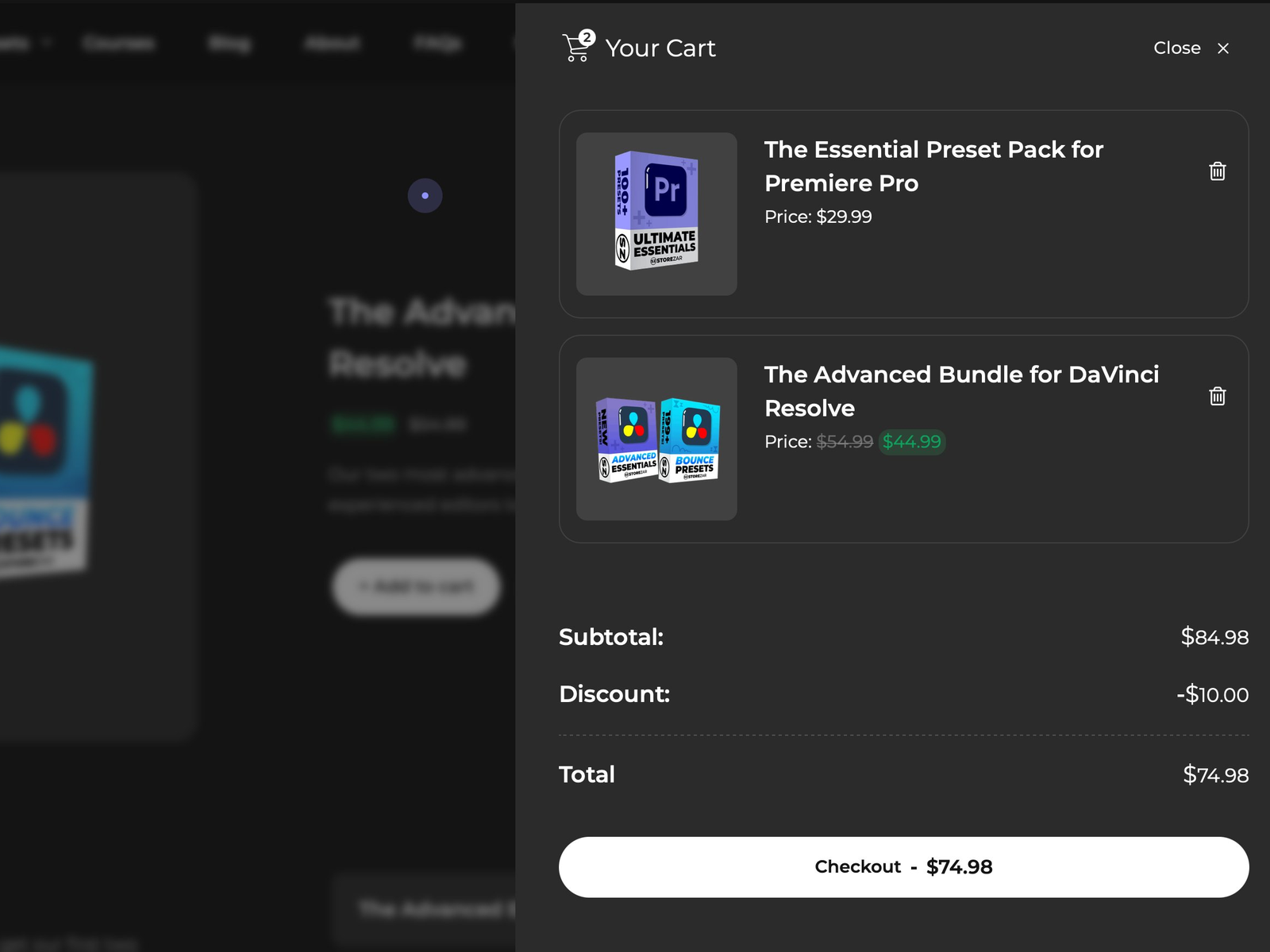 Custom WooCommerce Cart with Blur Background