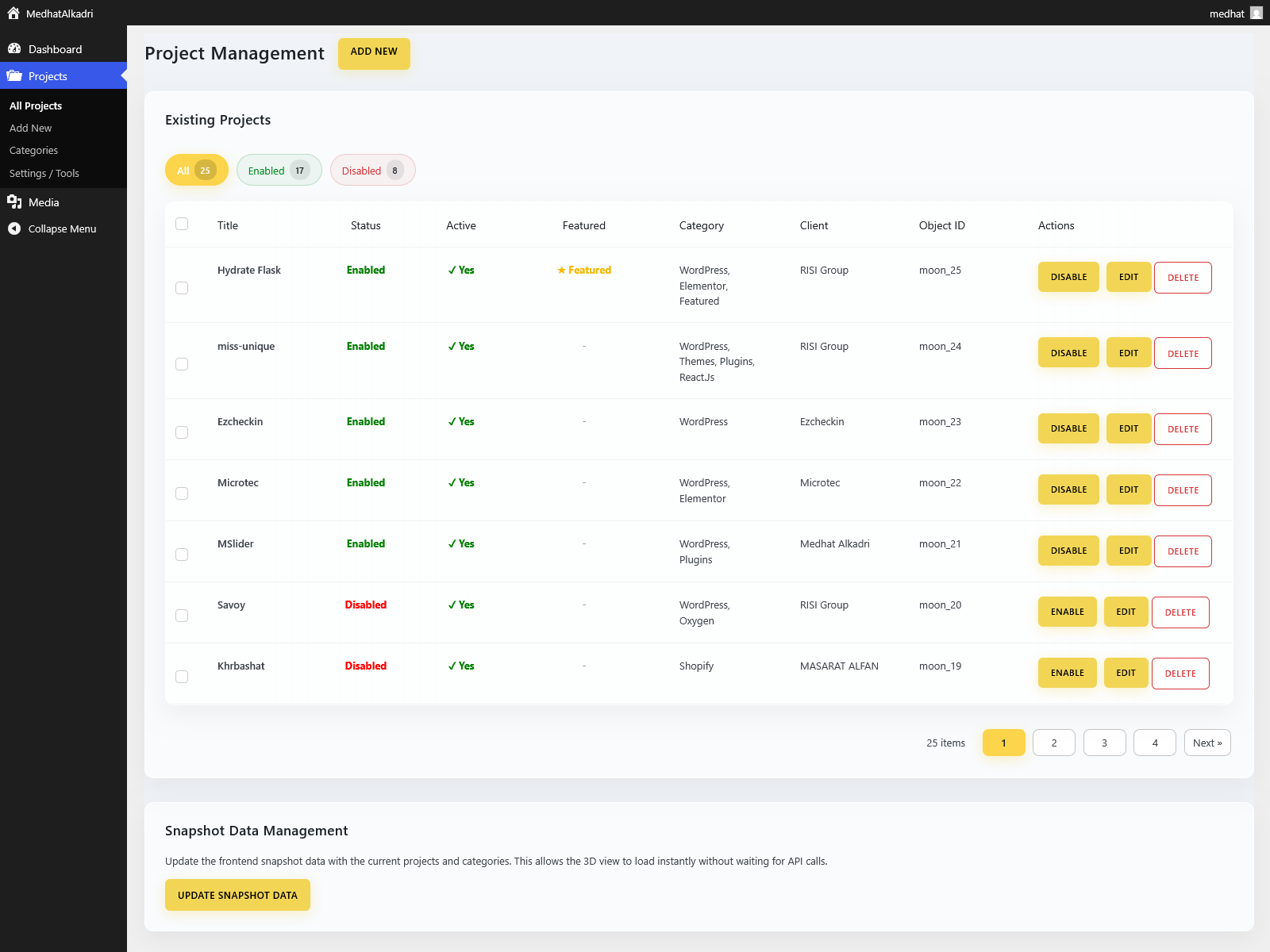 Headless CMS Admin Panel Dashboard