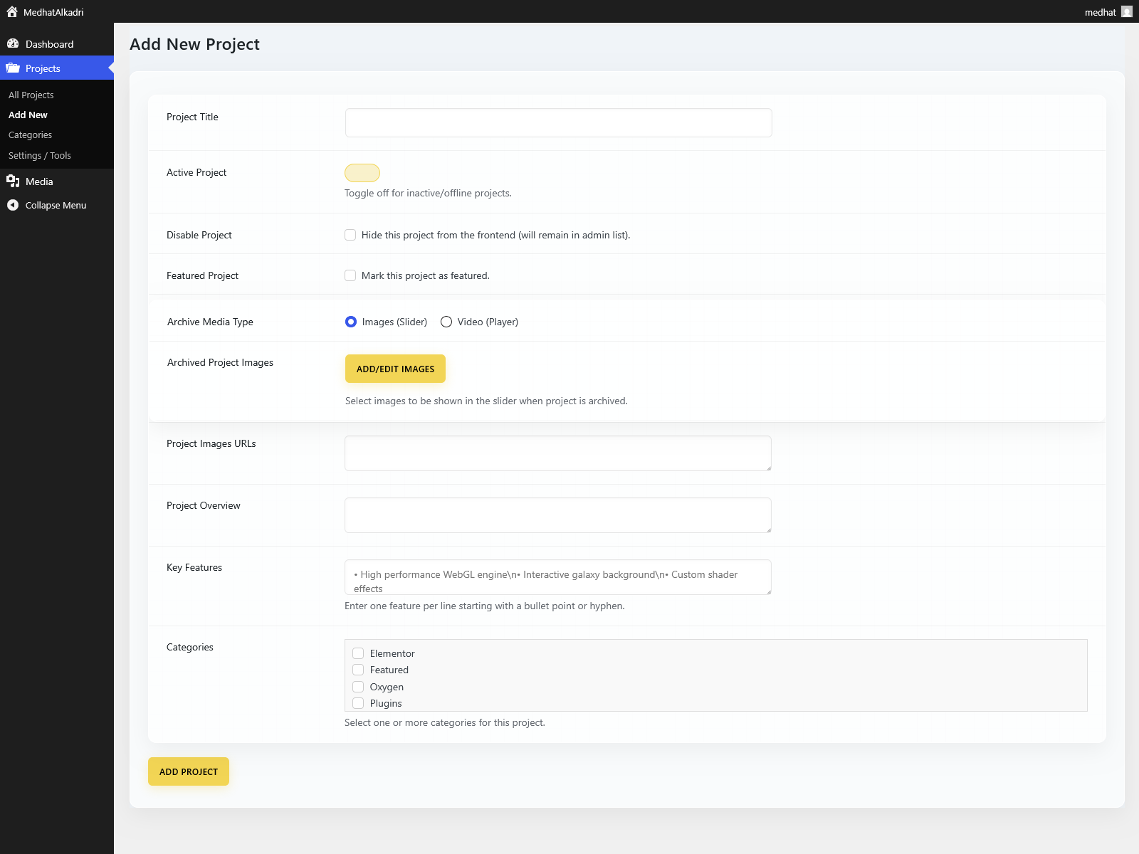 Headless CMS Admin Panel Dashboard