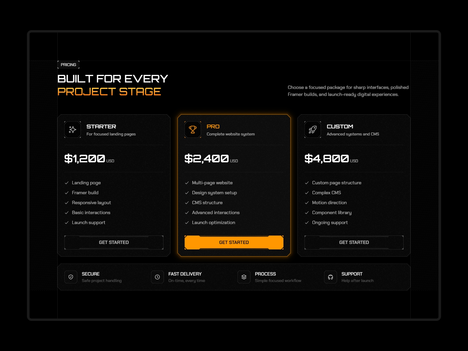 Pricing section