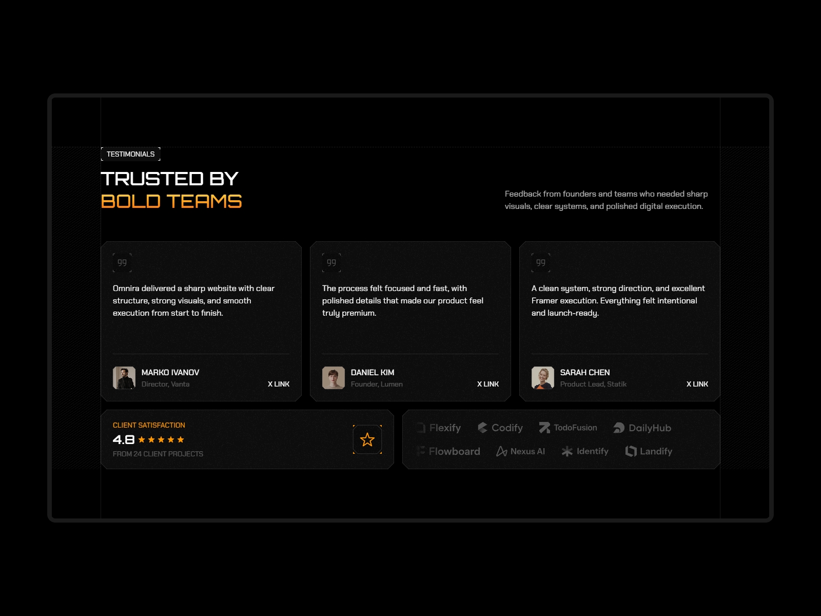 Testimonials section