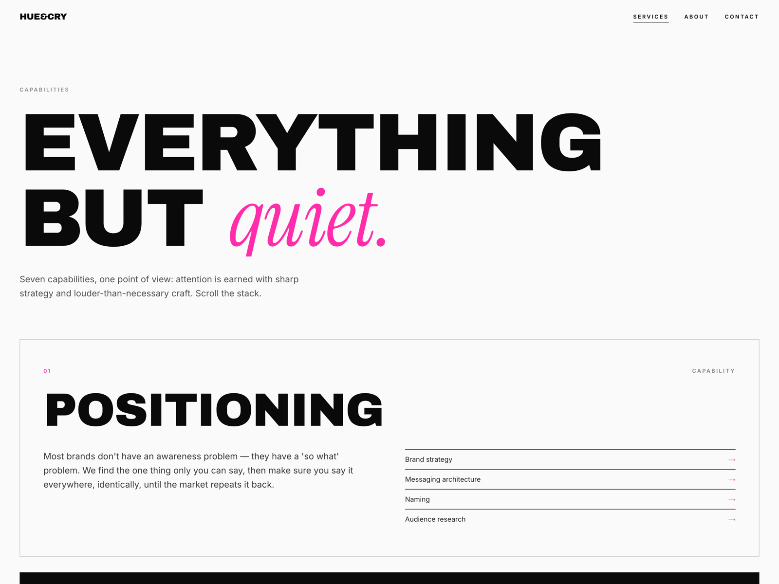 Everything but quiet — capability stack