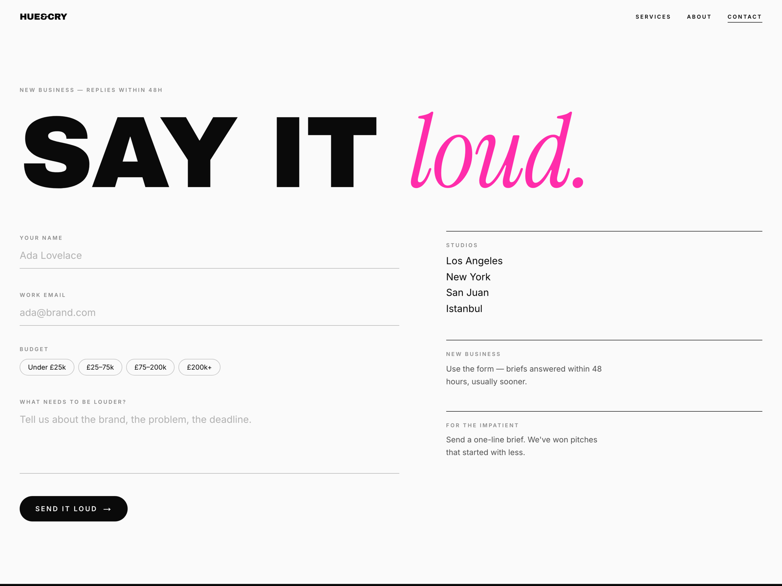 Say it loud — contact form
