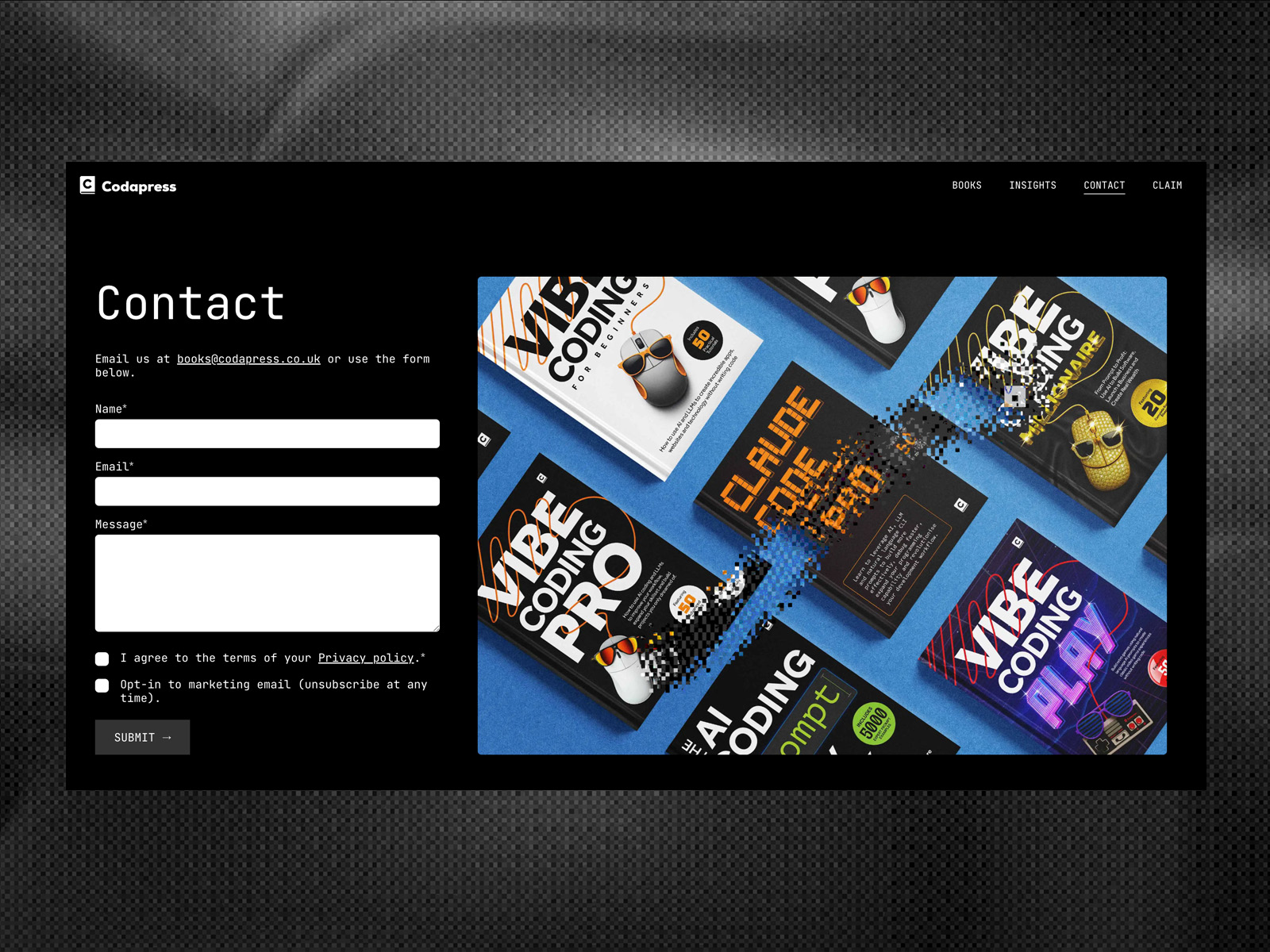 Contact page with WebGl image distortion
