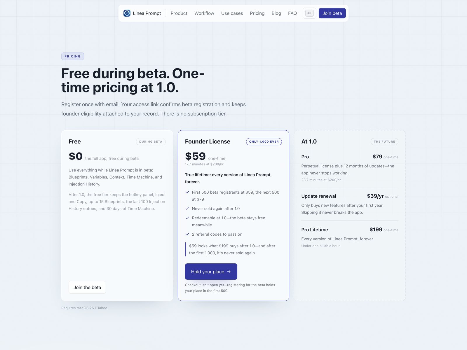 Pricing — Founder License tiers