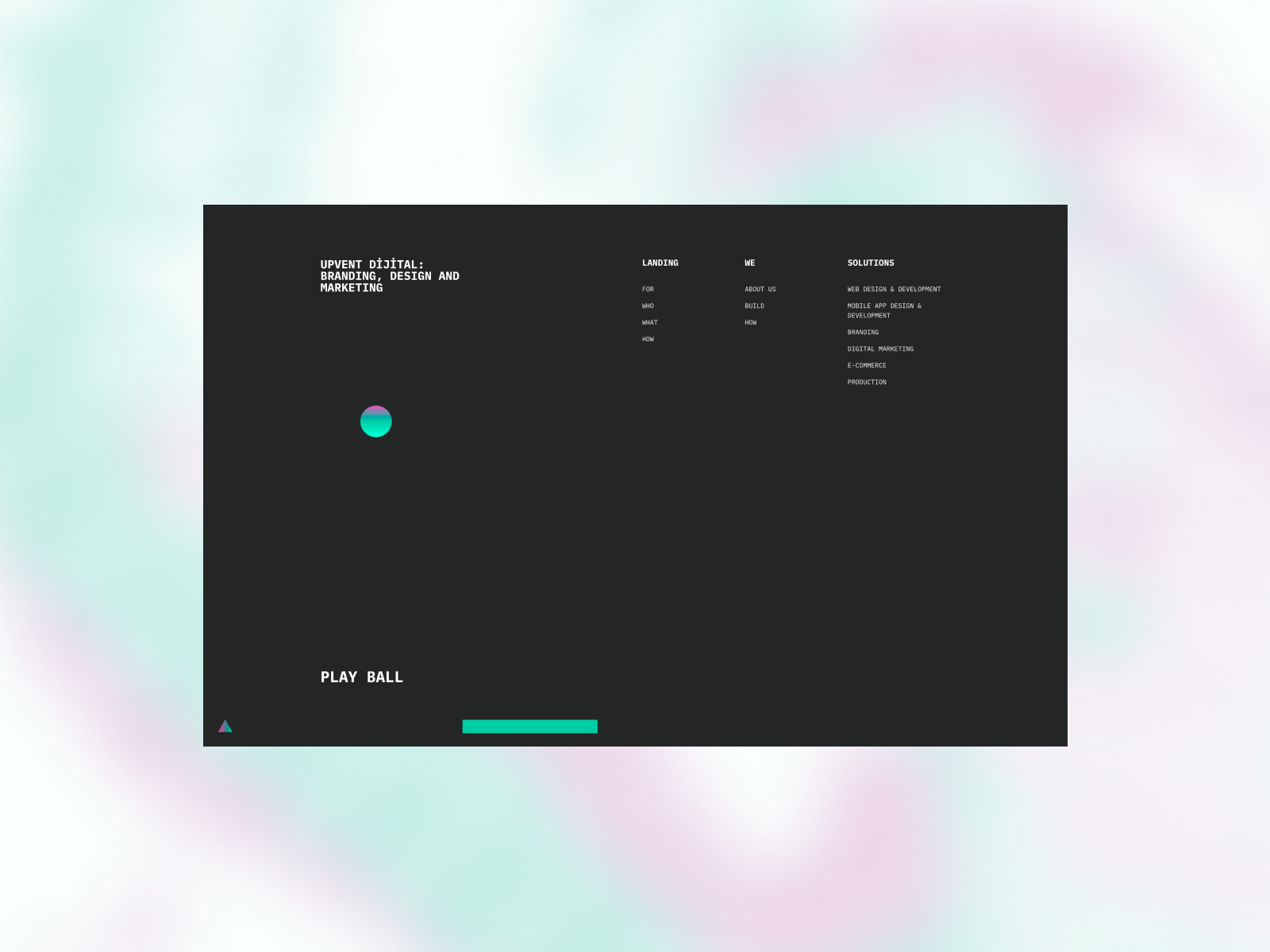 Dark Footer with Interactive Gradient Element