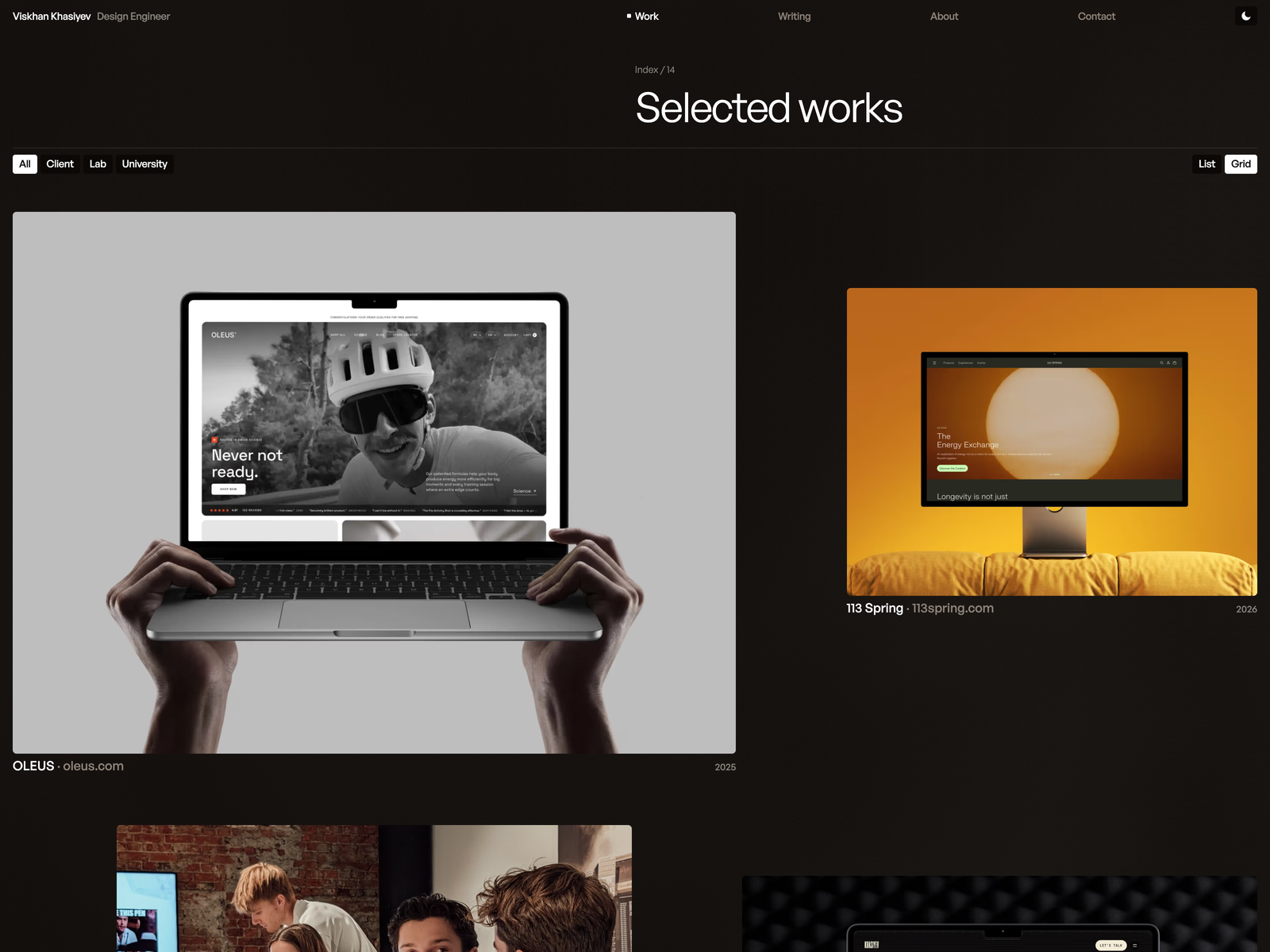 Selected works, list with cursor preview...