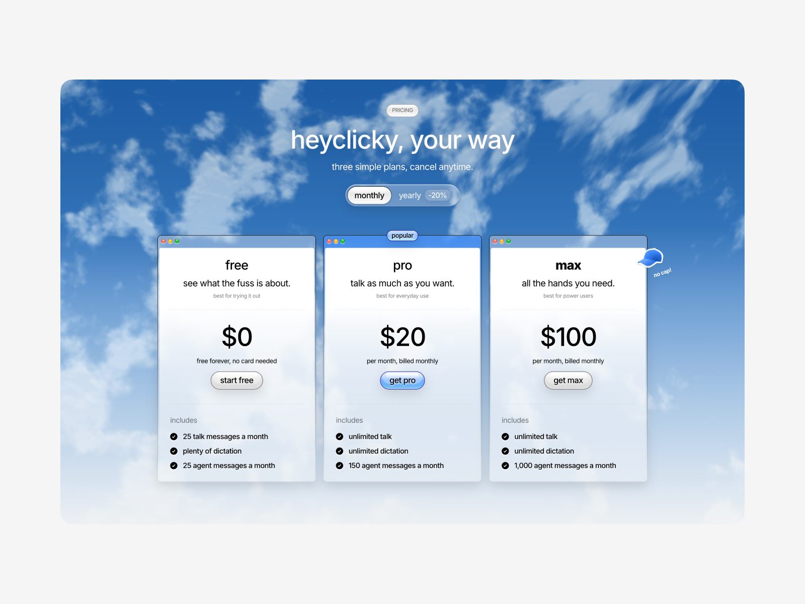 Pricing section