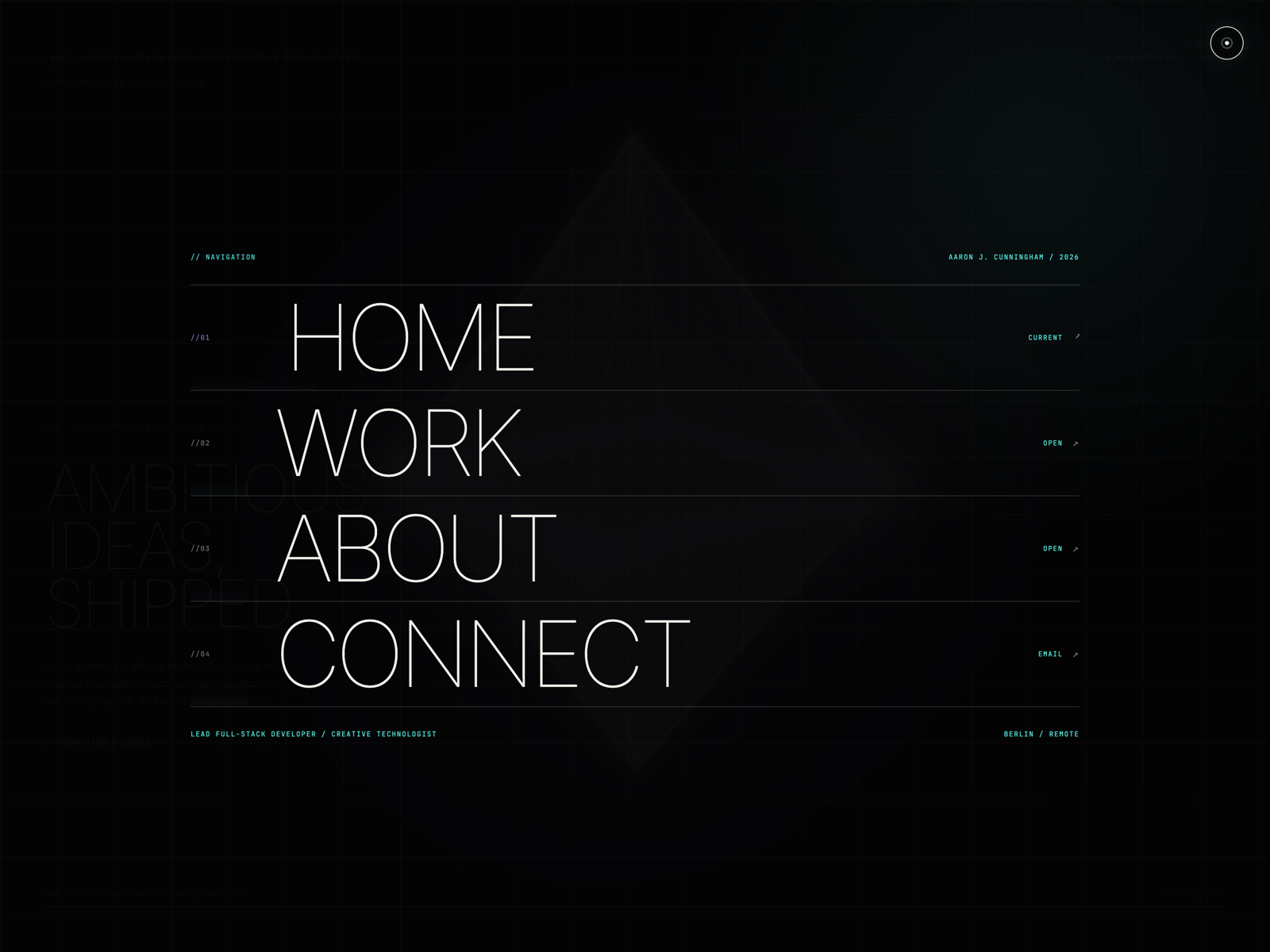 Menu - Aaron J. Cunningham