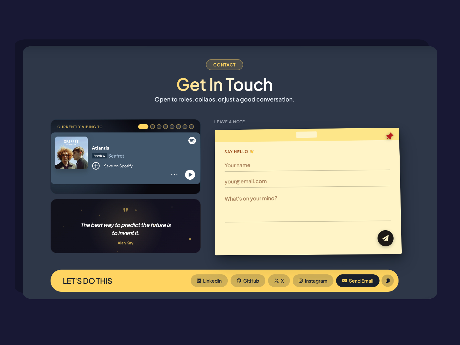 Get In Touch -  Spotify Widget & Sticky...