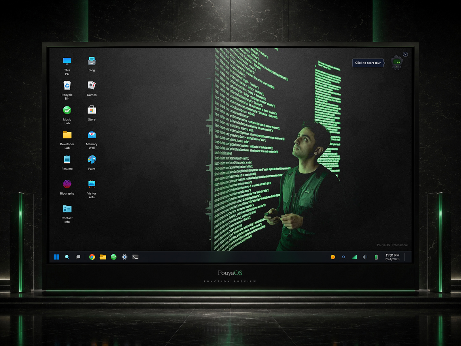 PouyaOS Desktop — Interactive Portfolio...