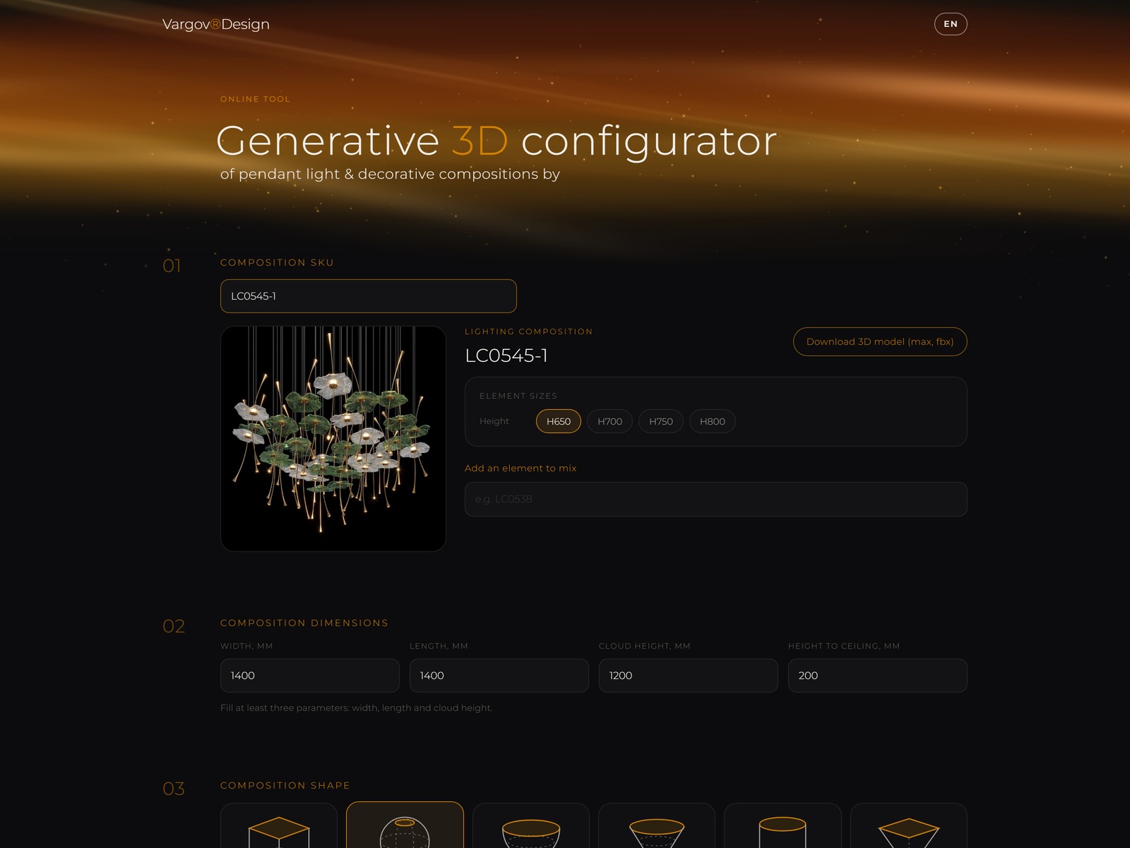 Generative 3D composition engine