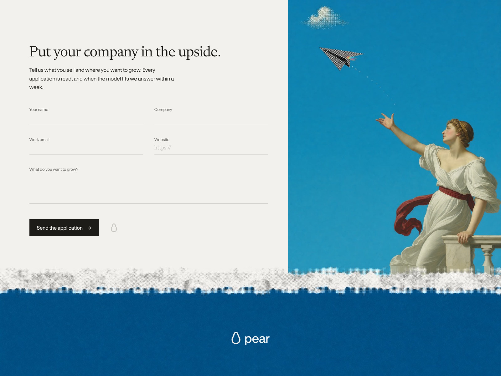 The application — put your company in the...