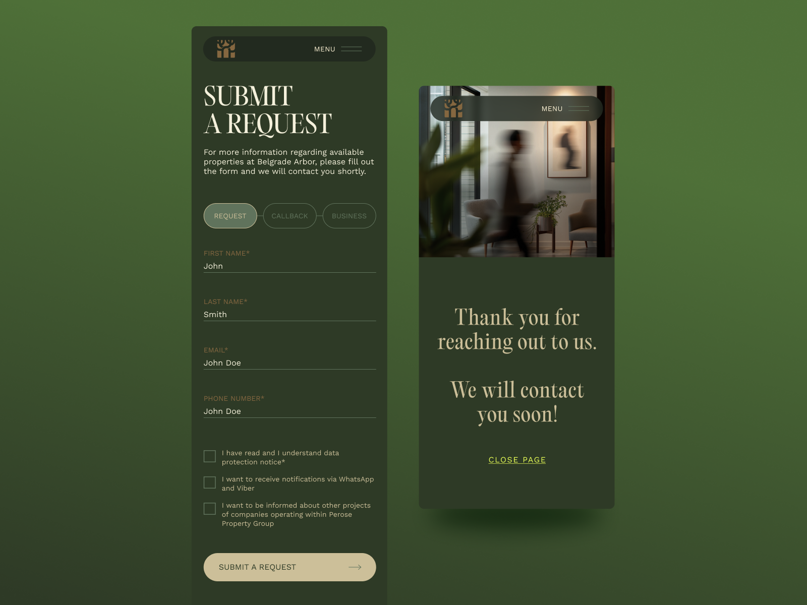 Contact page