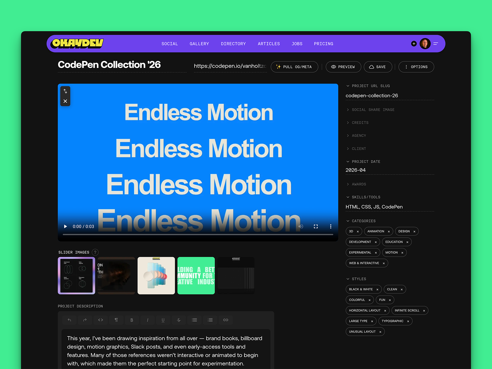 Portfolio Project Editor