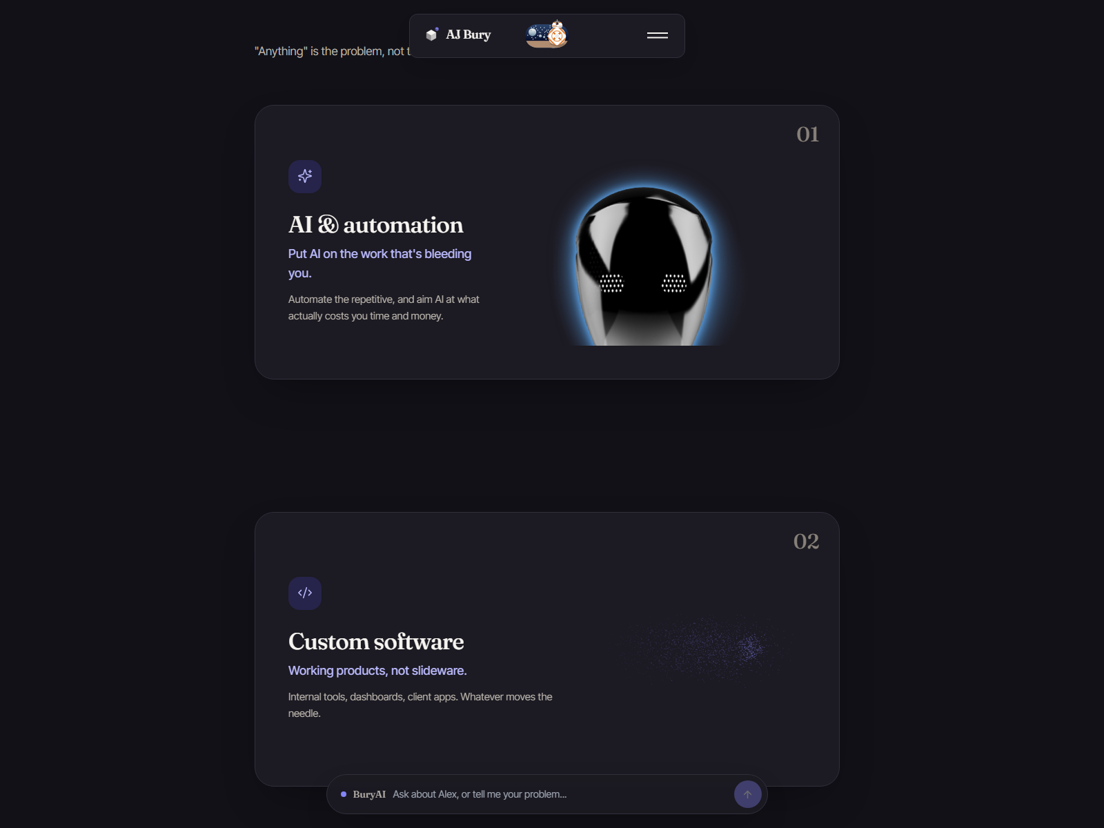 Wake-the-robot hero with live AI assistant