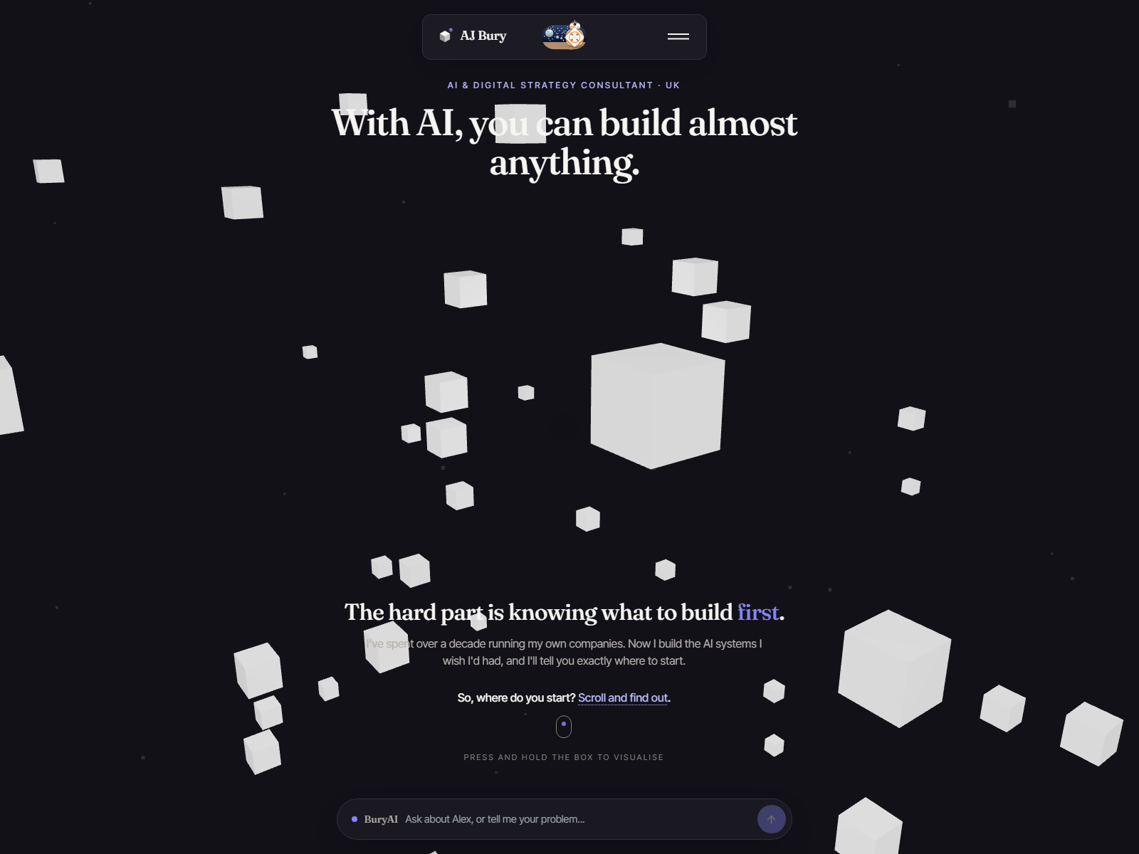 Press and hold: the cube bursts into everything...