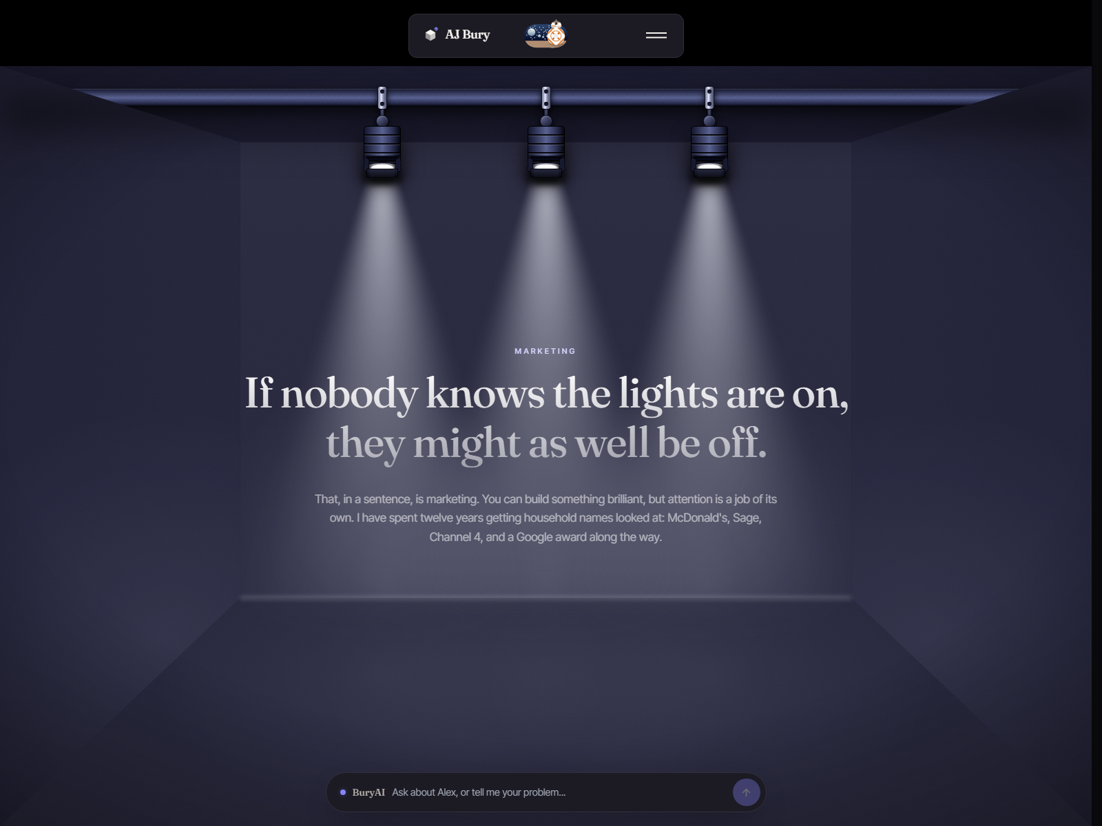 Marketing under the spotlights, then the...