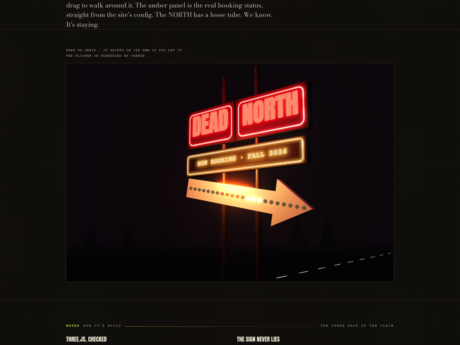 Vacancy — a Three.js roadside sign that...